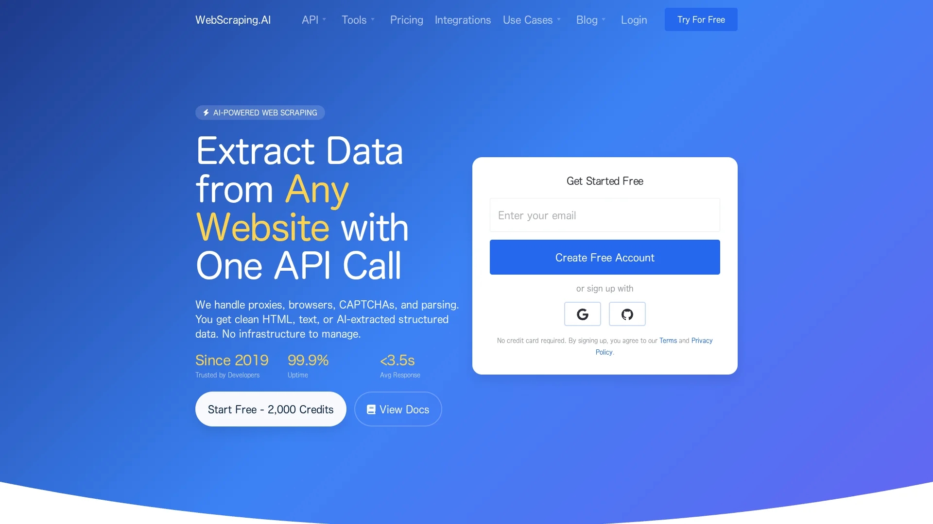 webscraping-ai homepage