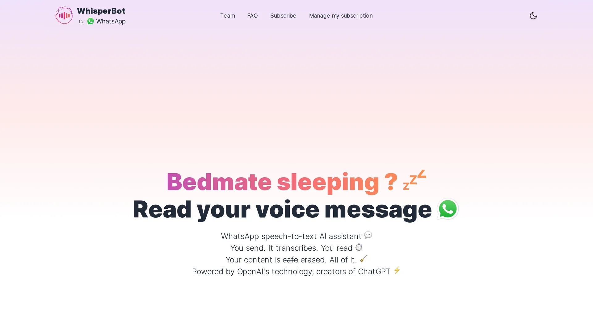 whisperbot homepage