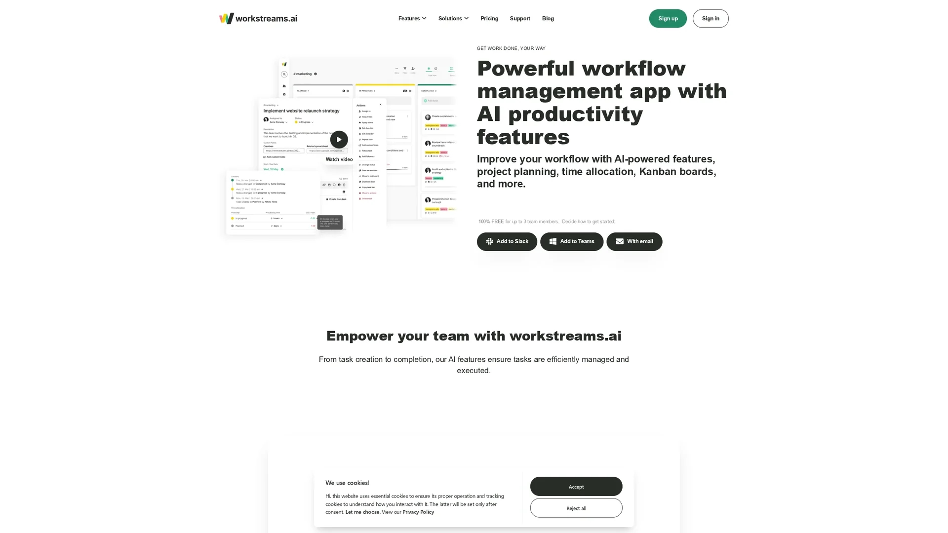 workstreams-ai homepage
