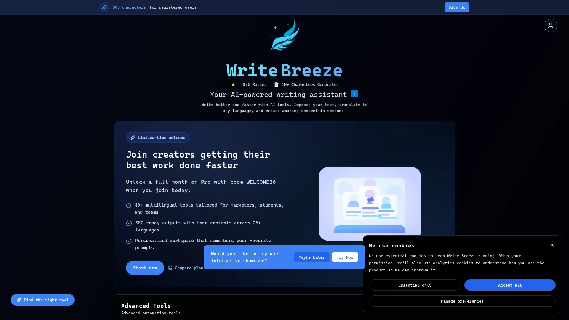 write-breeze homepage