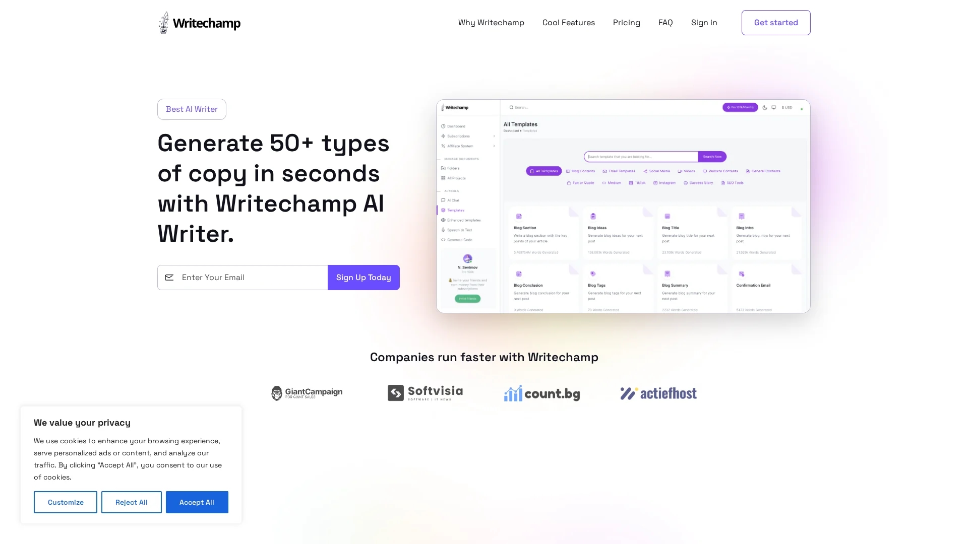 writechamp-io homepage