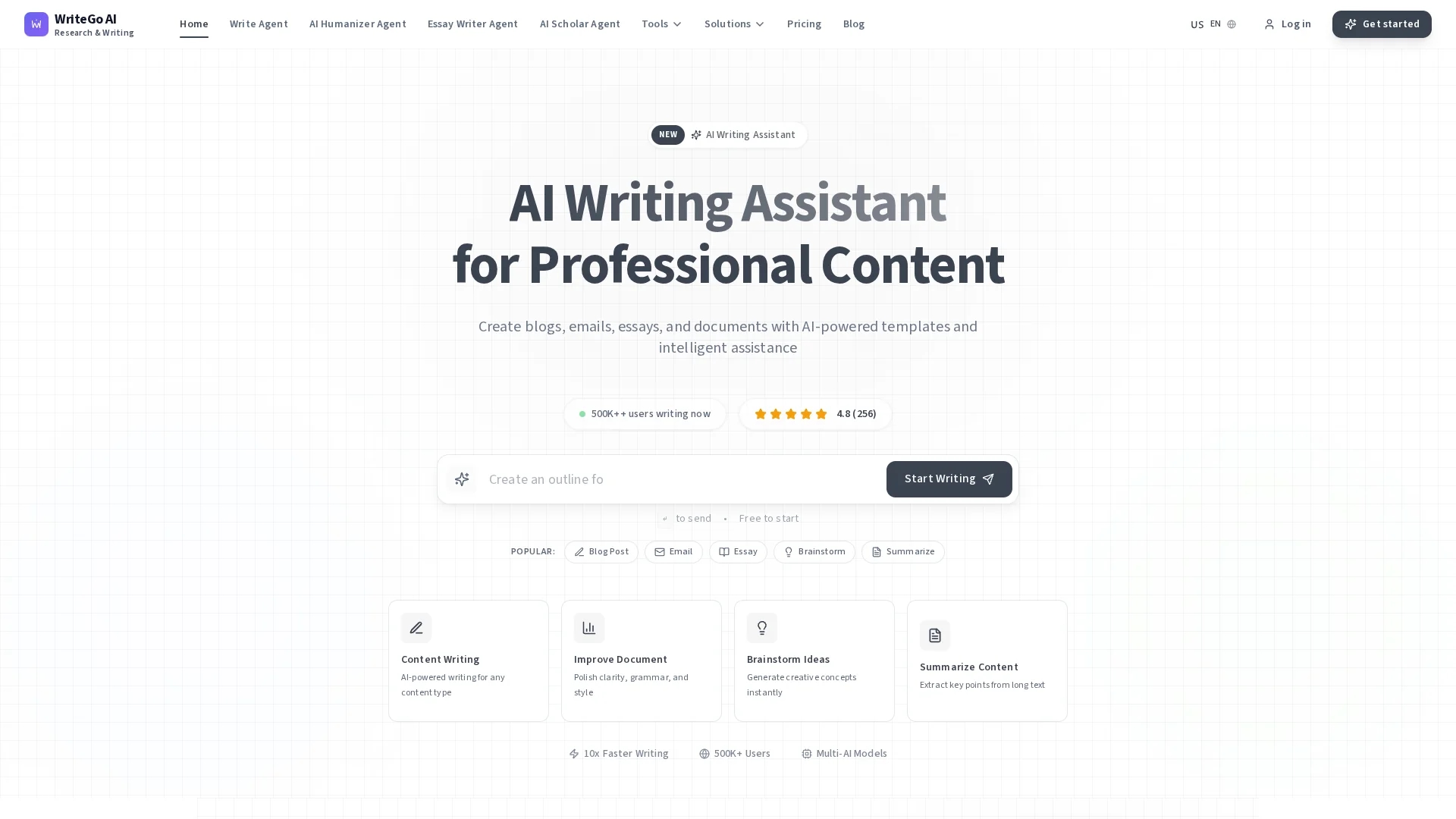writego-ai homepage