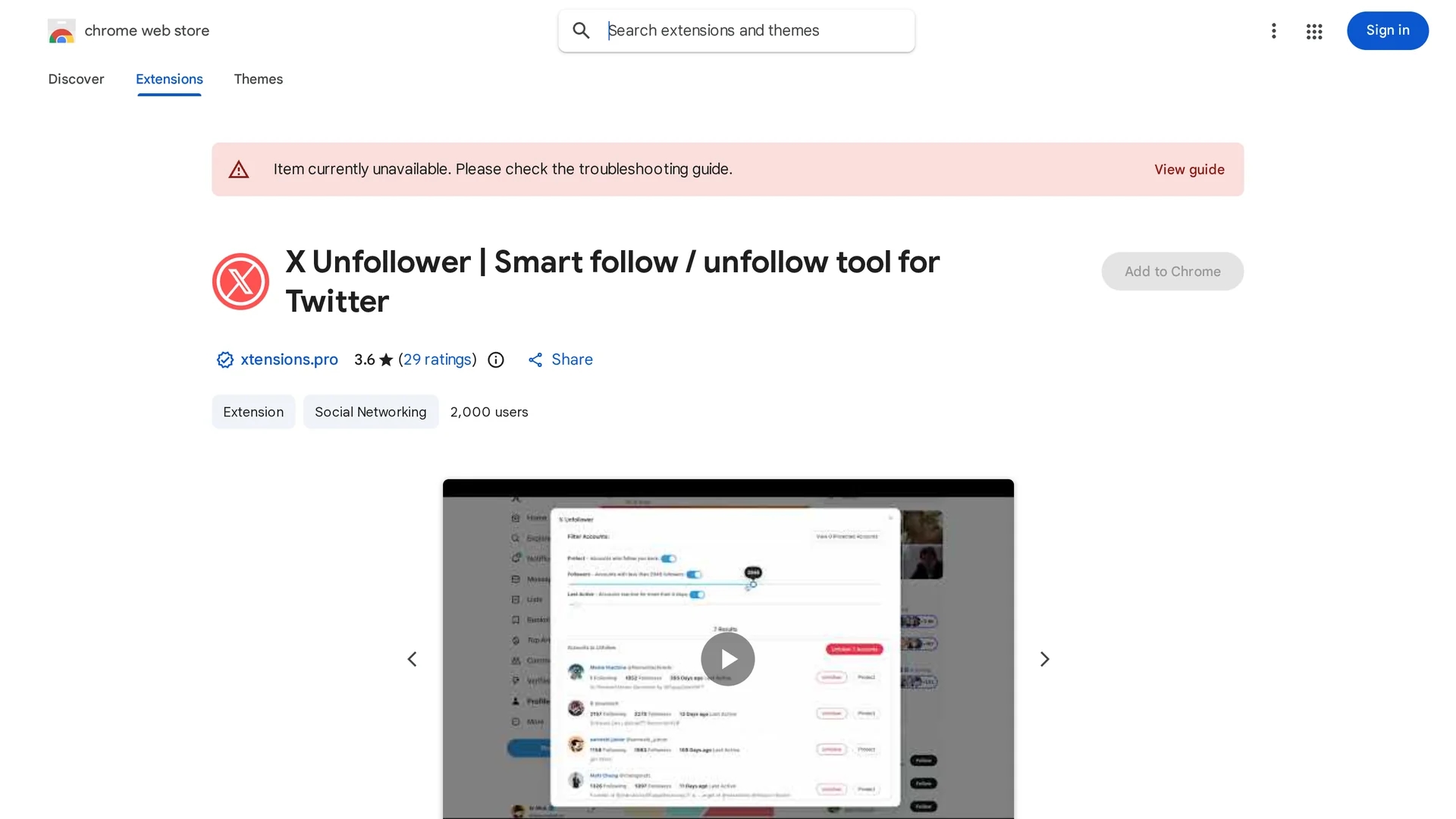 x-unfollower homepage