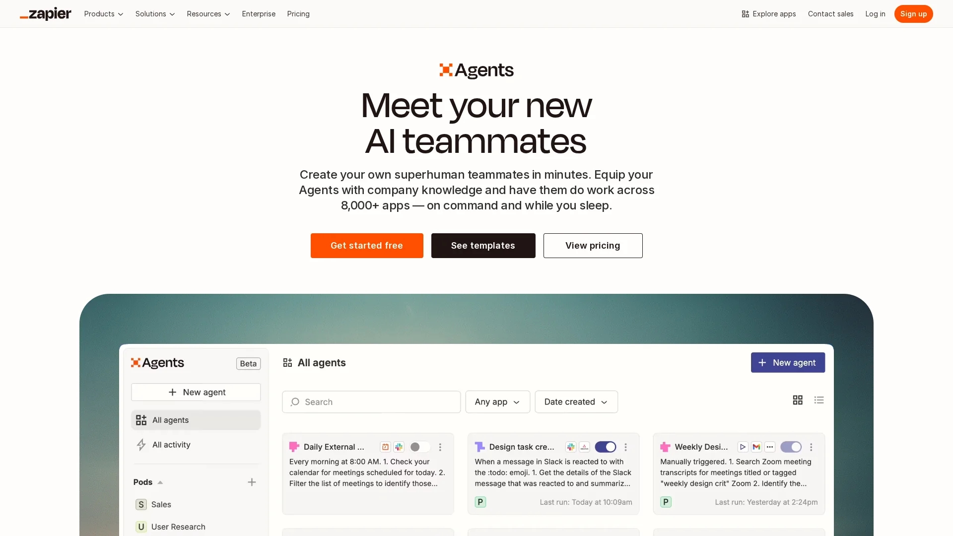 zapier-agents homepage