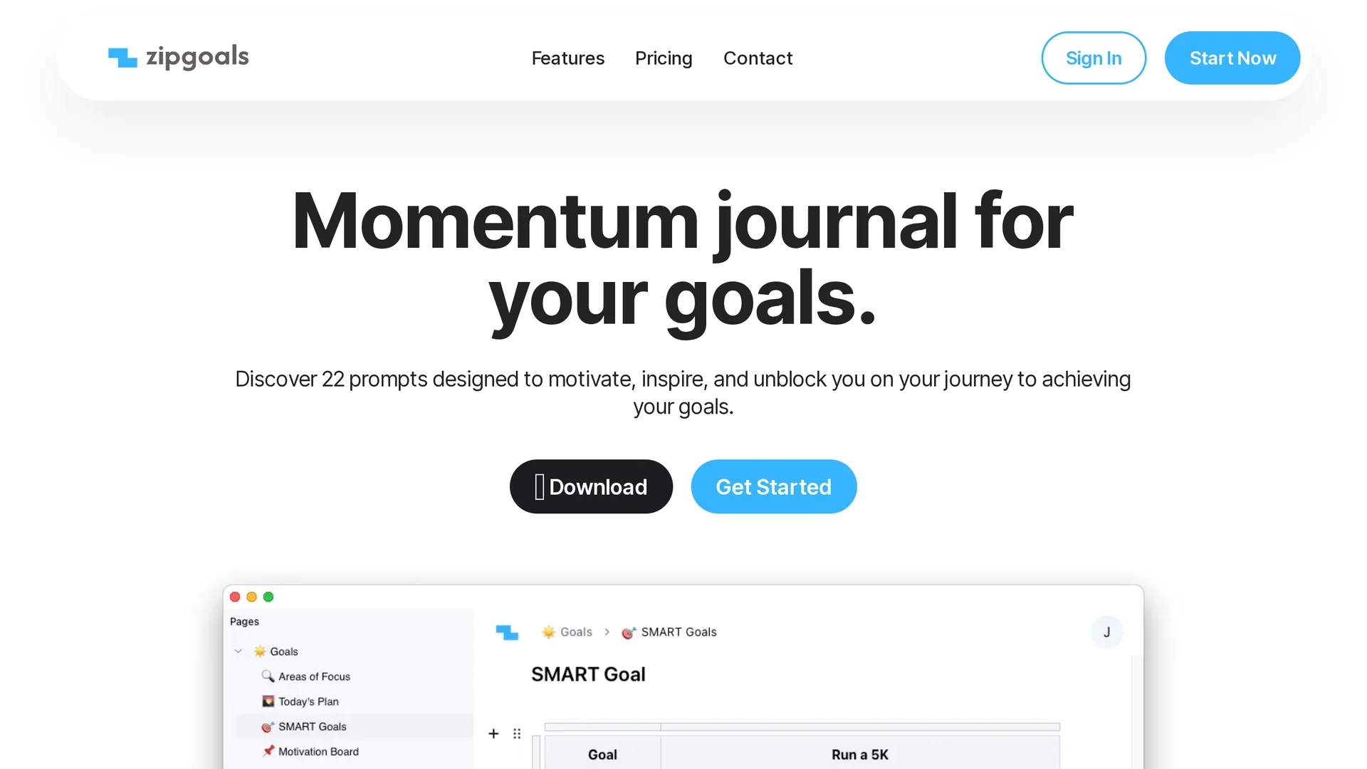 zipgoals homepage