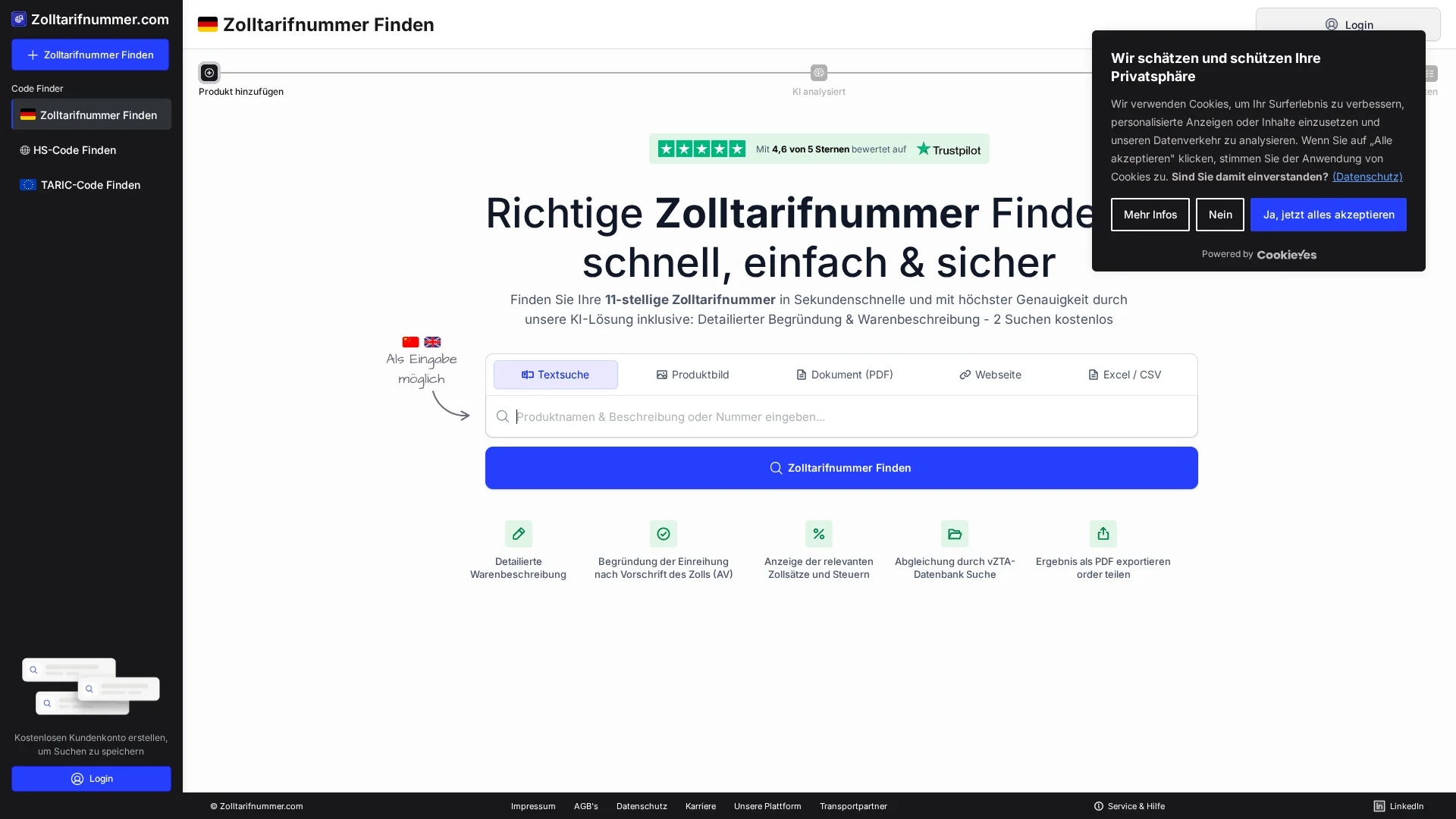 zolltarifnummer-finden homepage