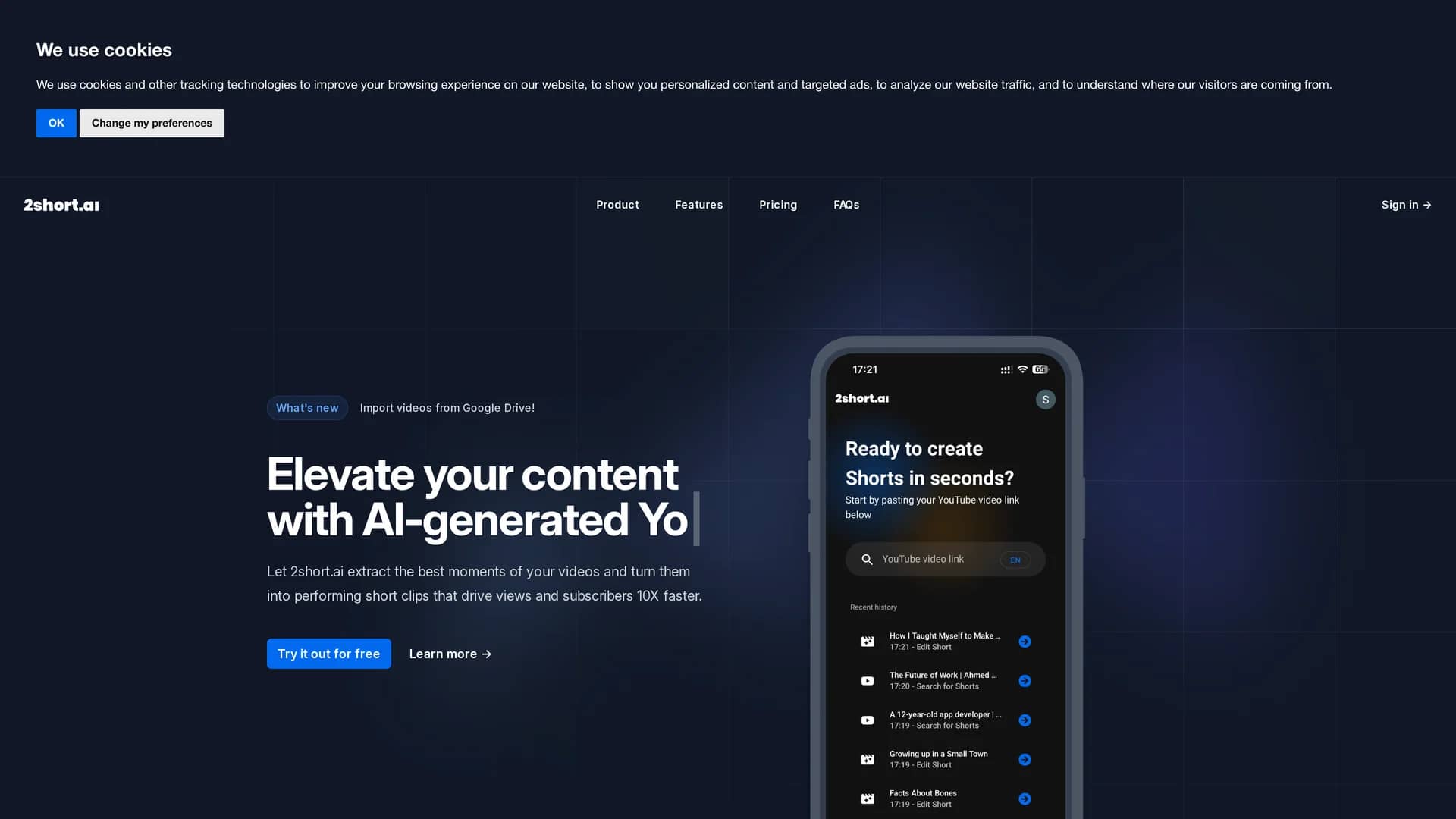 2short-ai homepage
