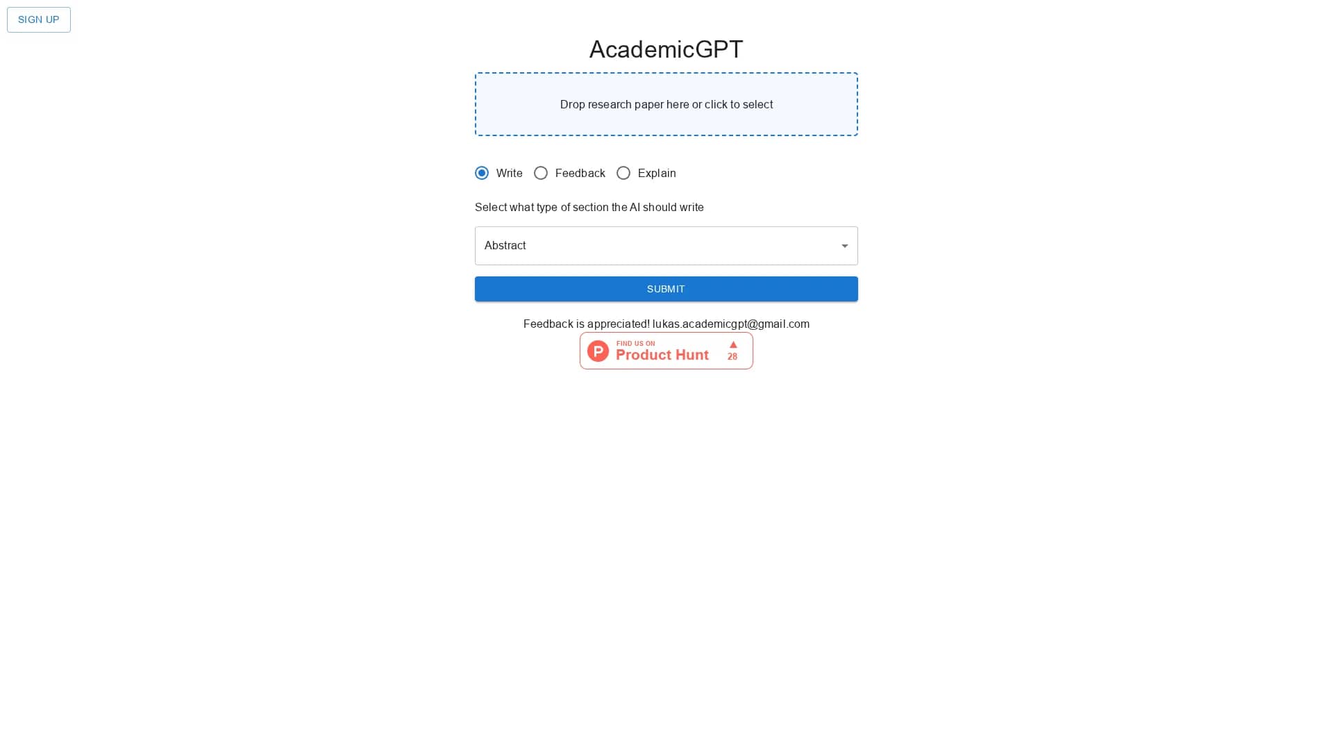 academicgpt homepage