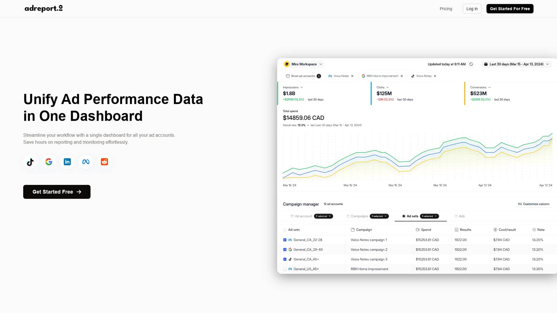 adreport-io homepage
