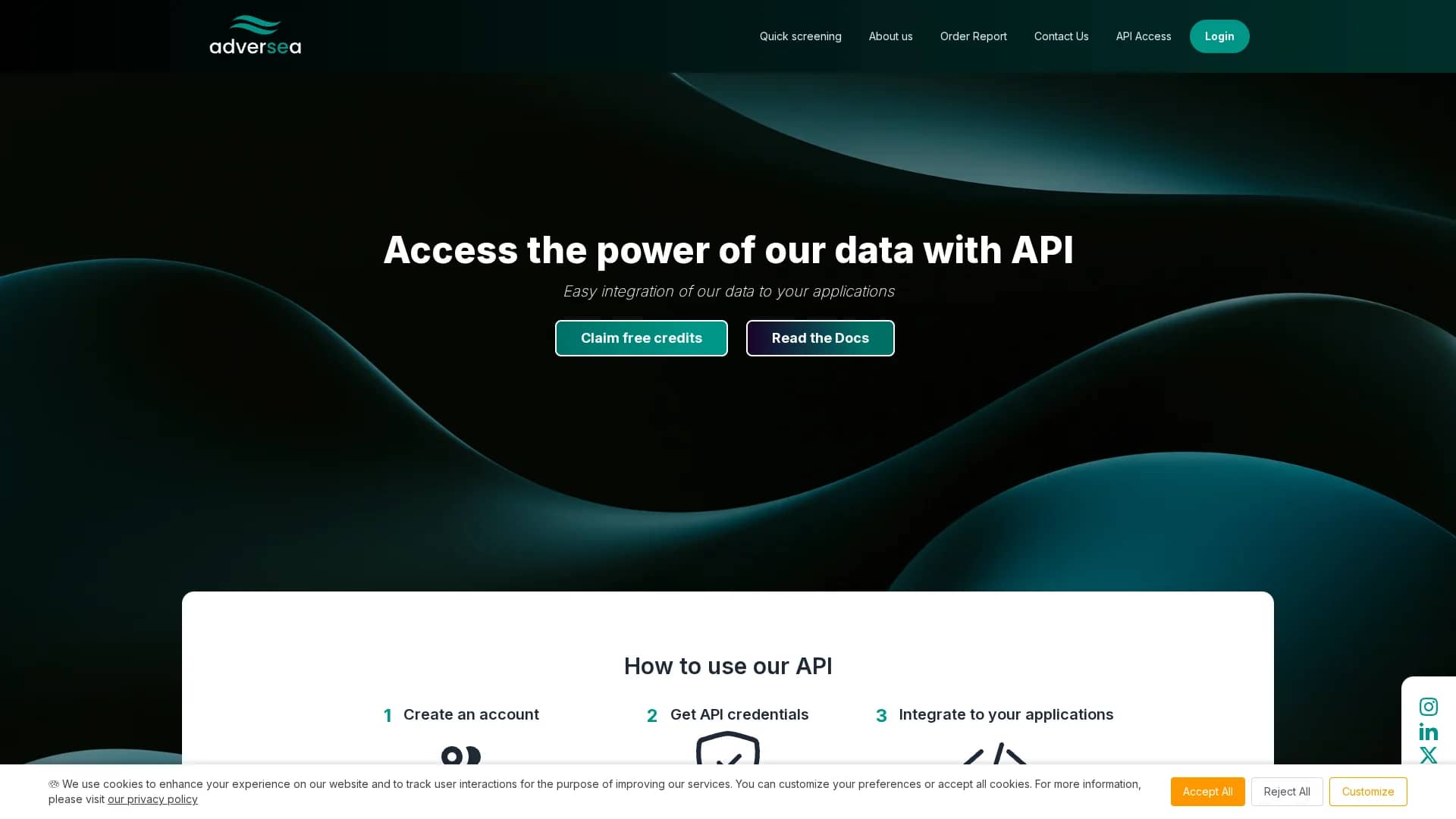 adversea-com homepage
