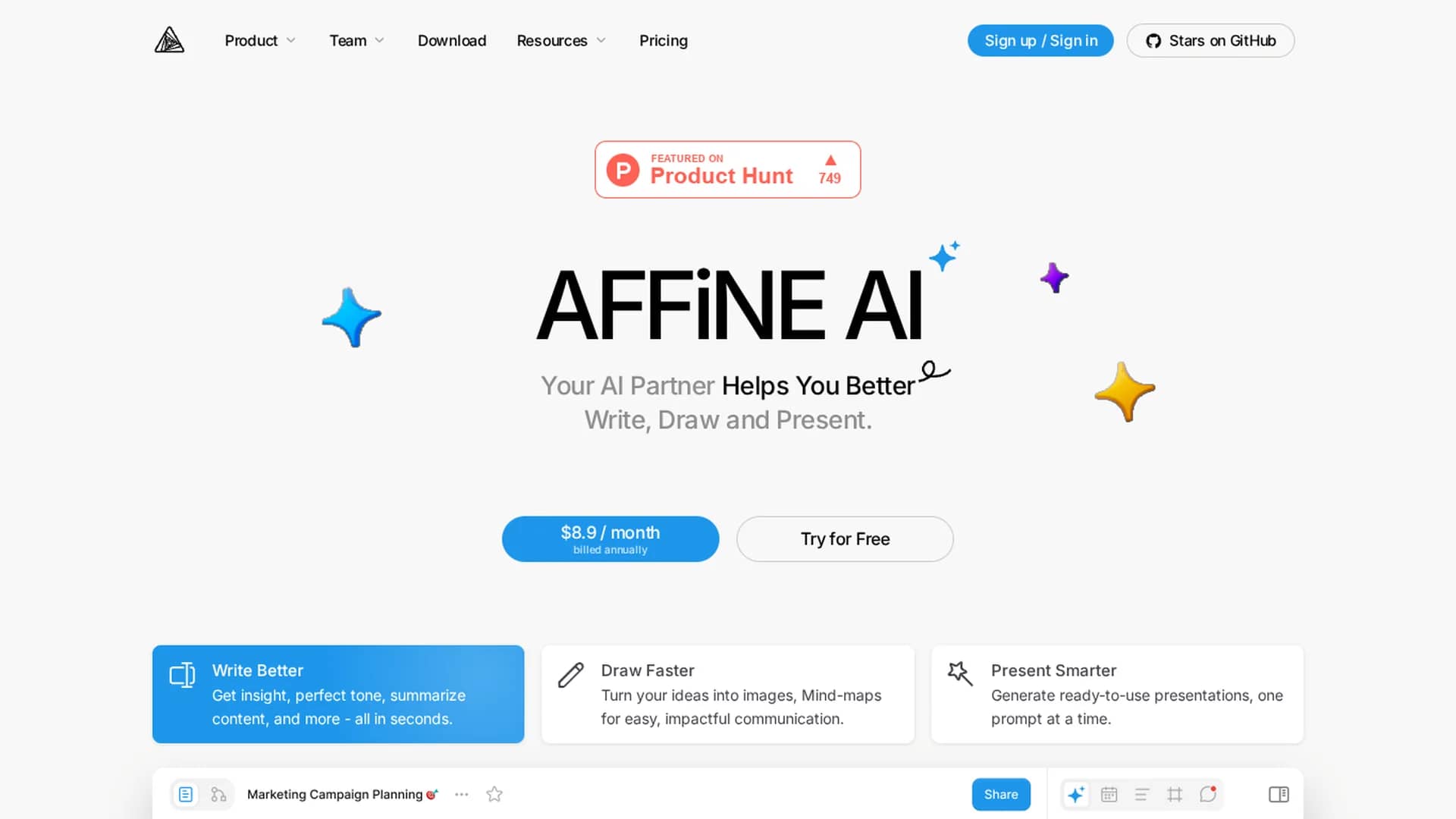 affine-ai homepage