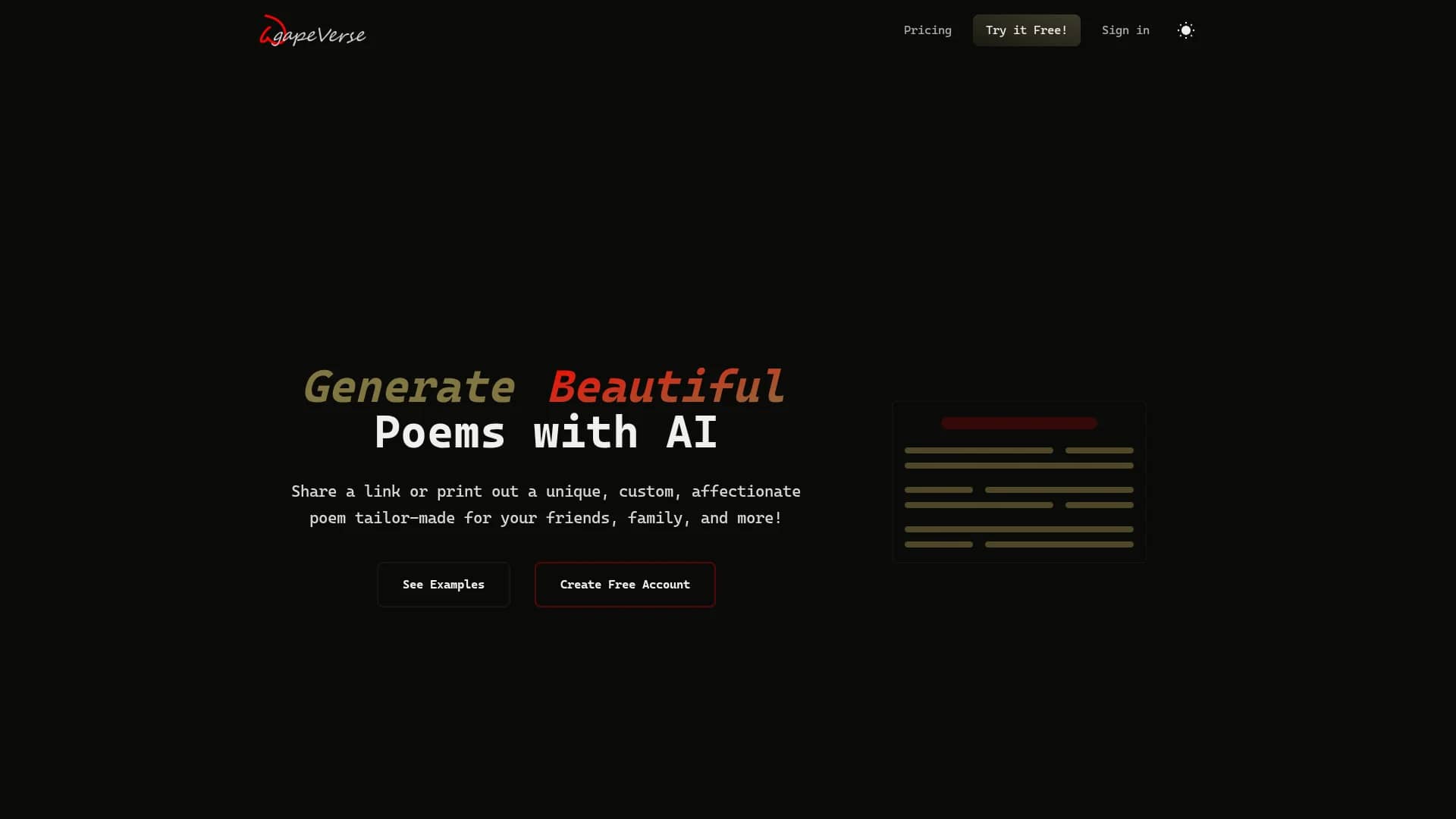 agapeverse-app homepage