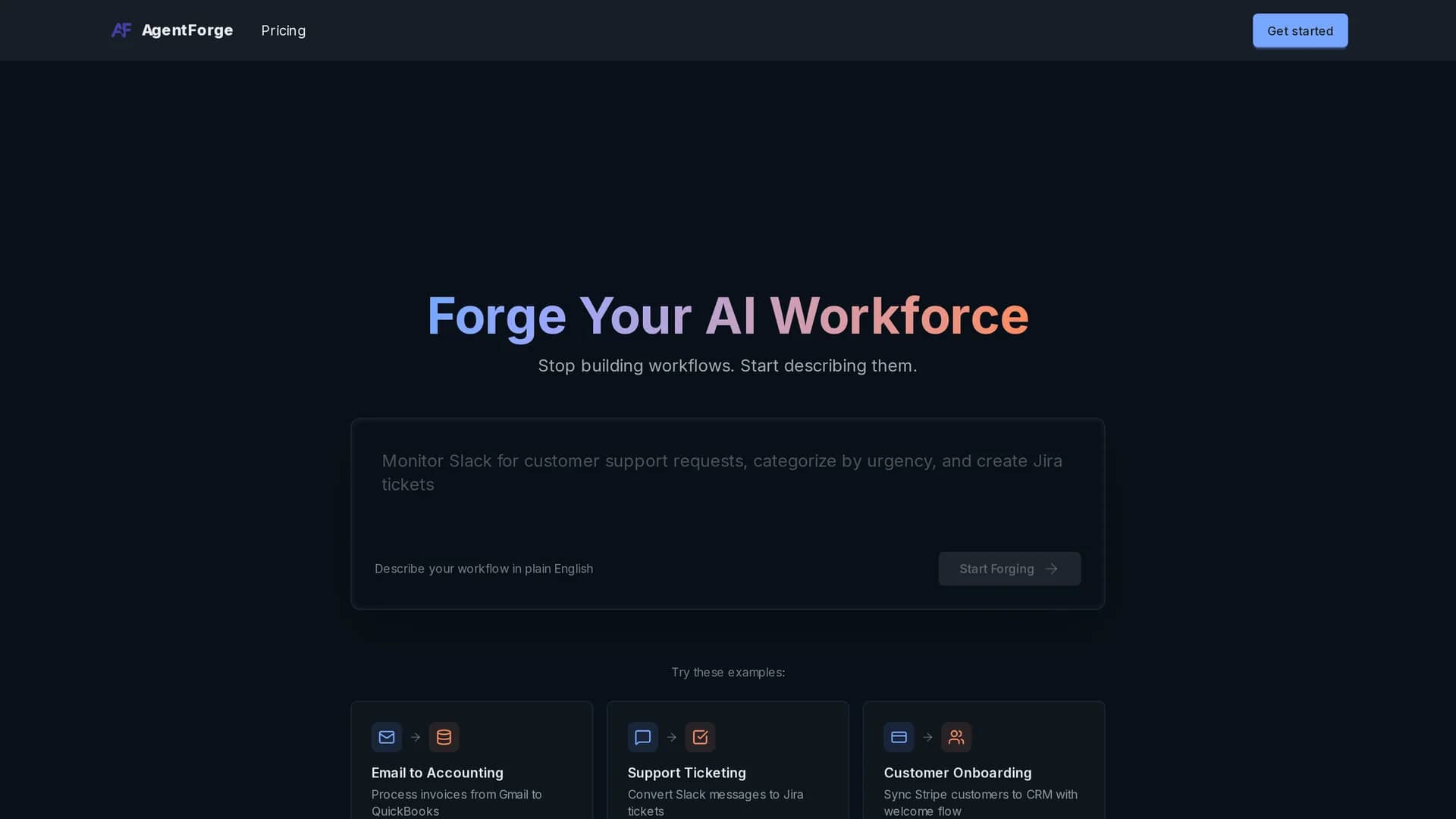 agentforge homepage