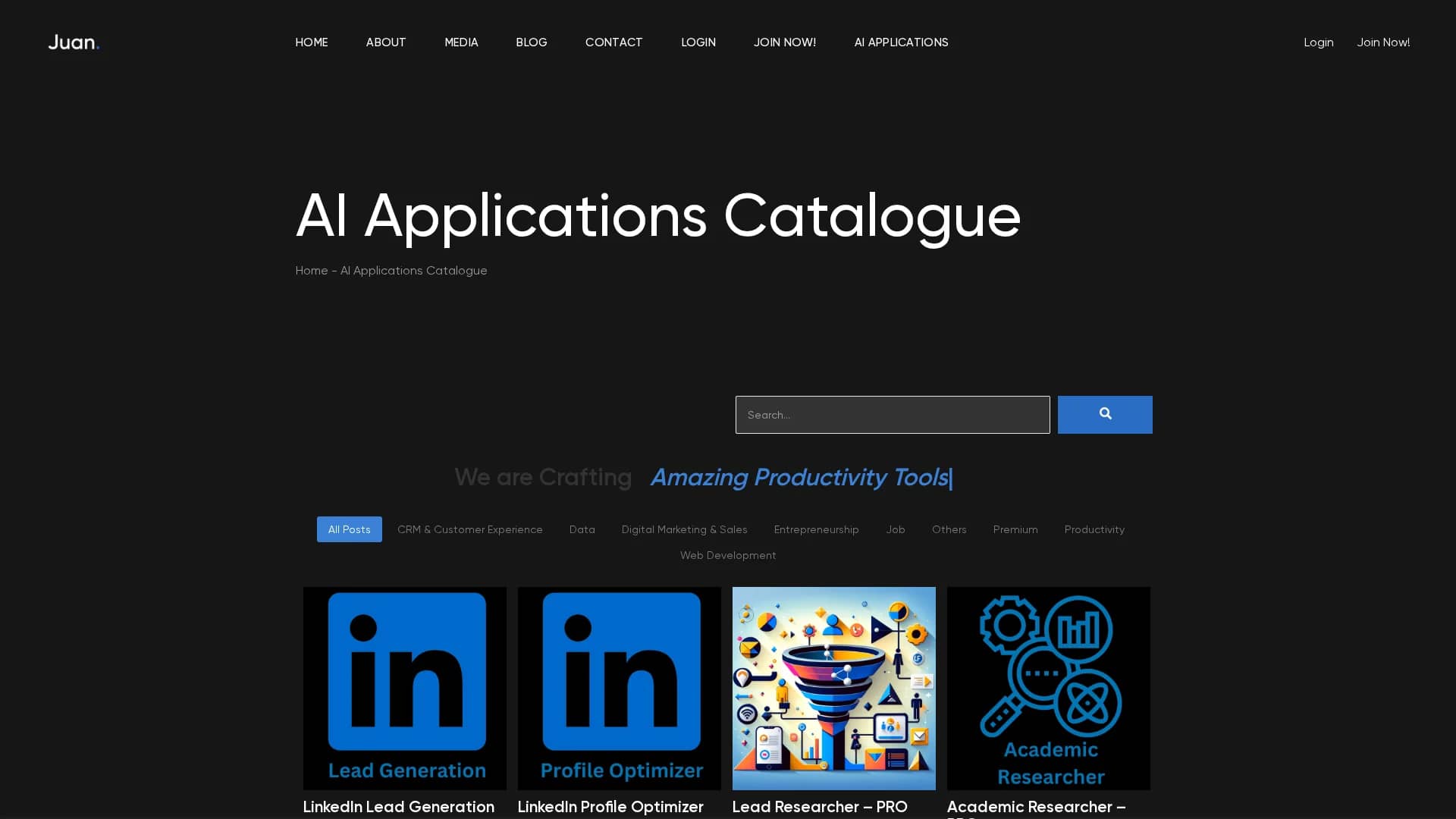 ai-application-catalogue homepage