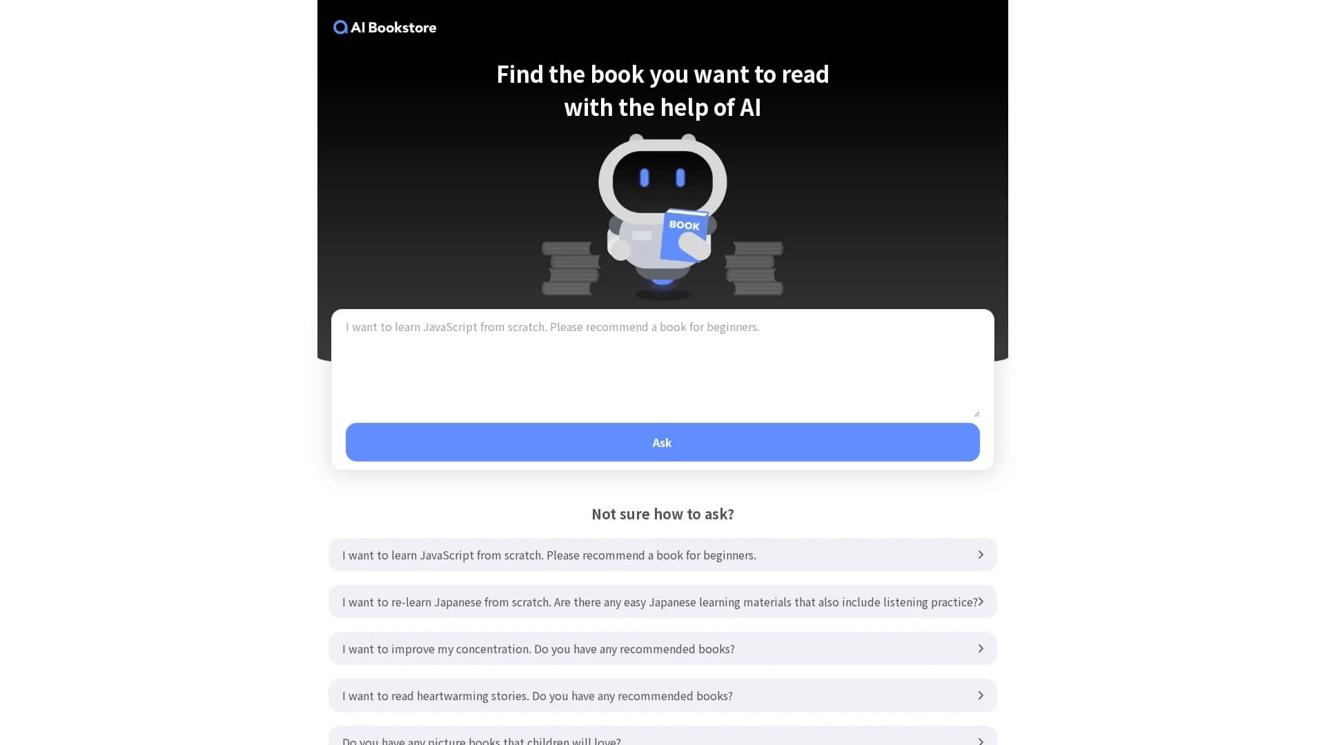 ai-bookstore homepage