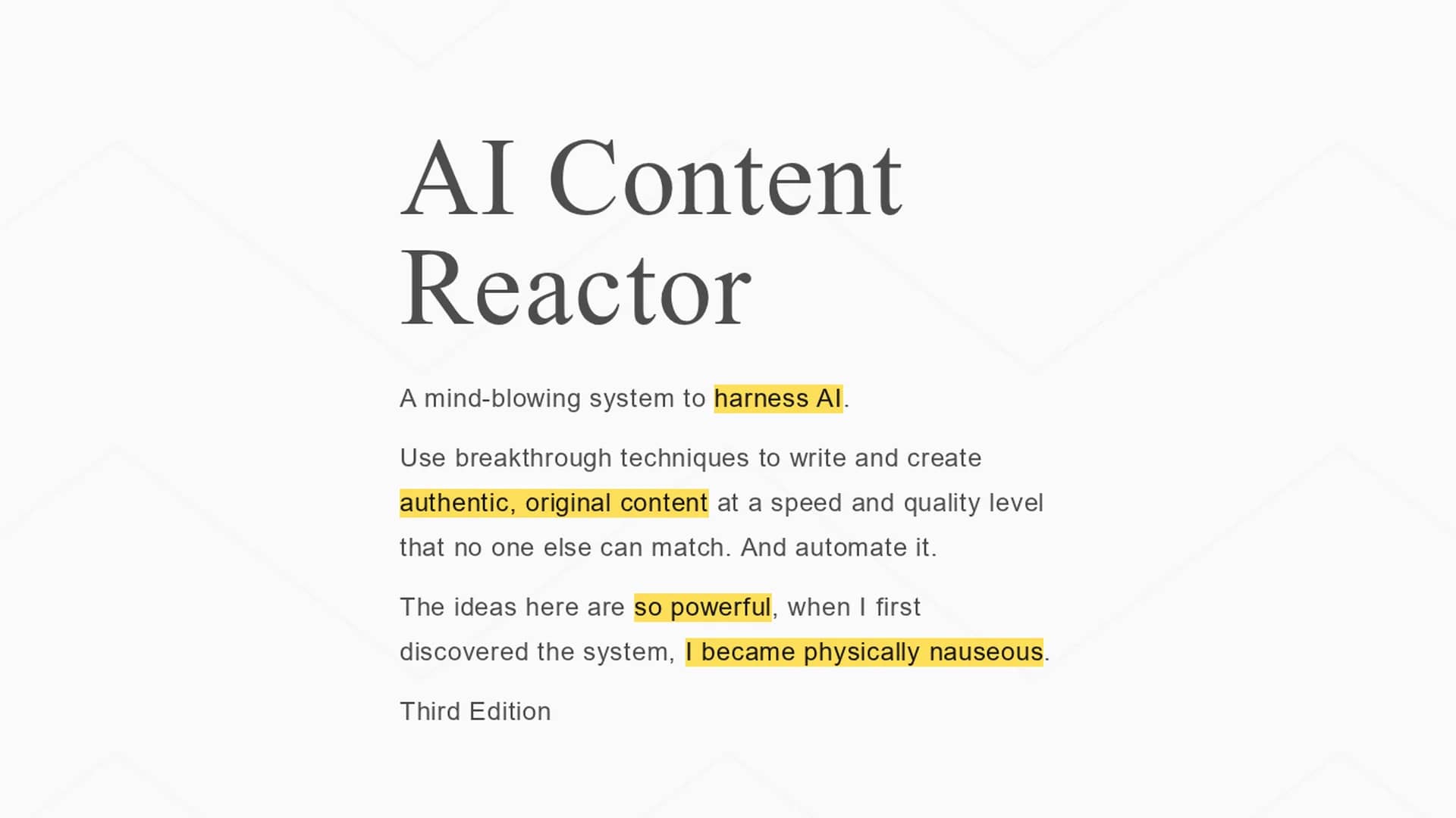 ai-content-reactor homepage