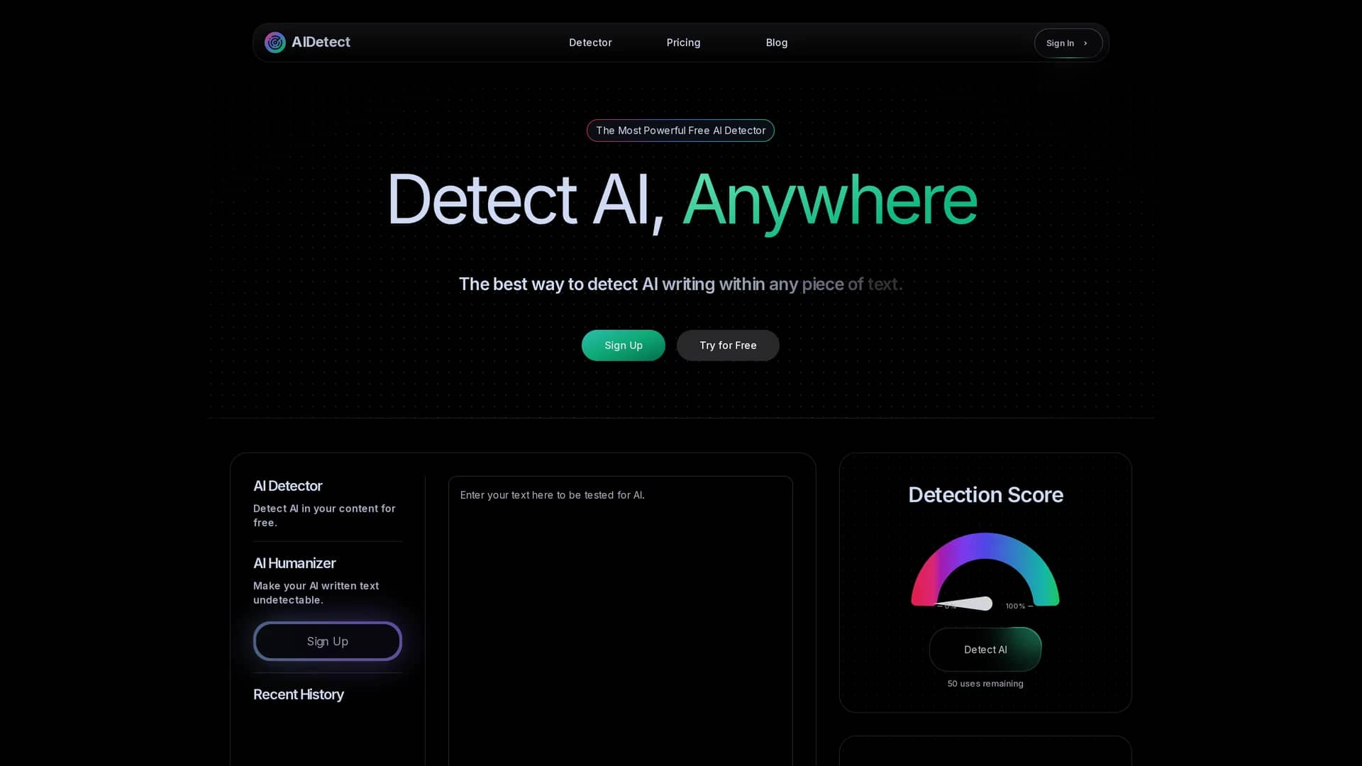ai-detect homepage