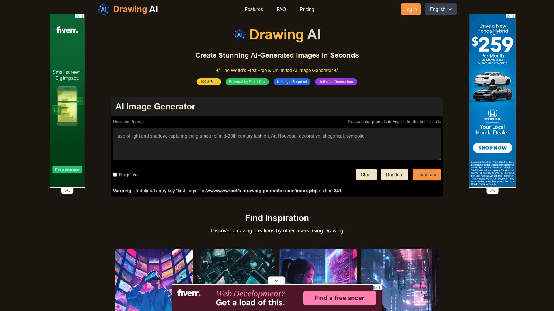 ai-drawing-generator homepage