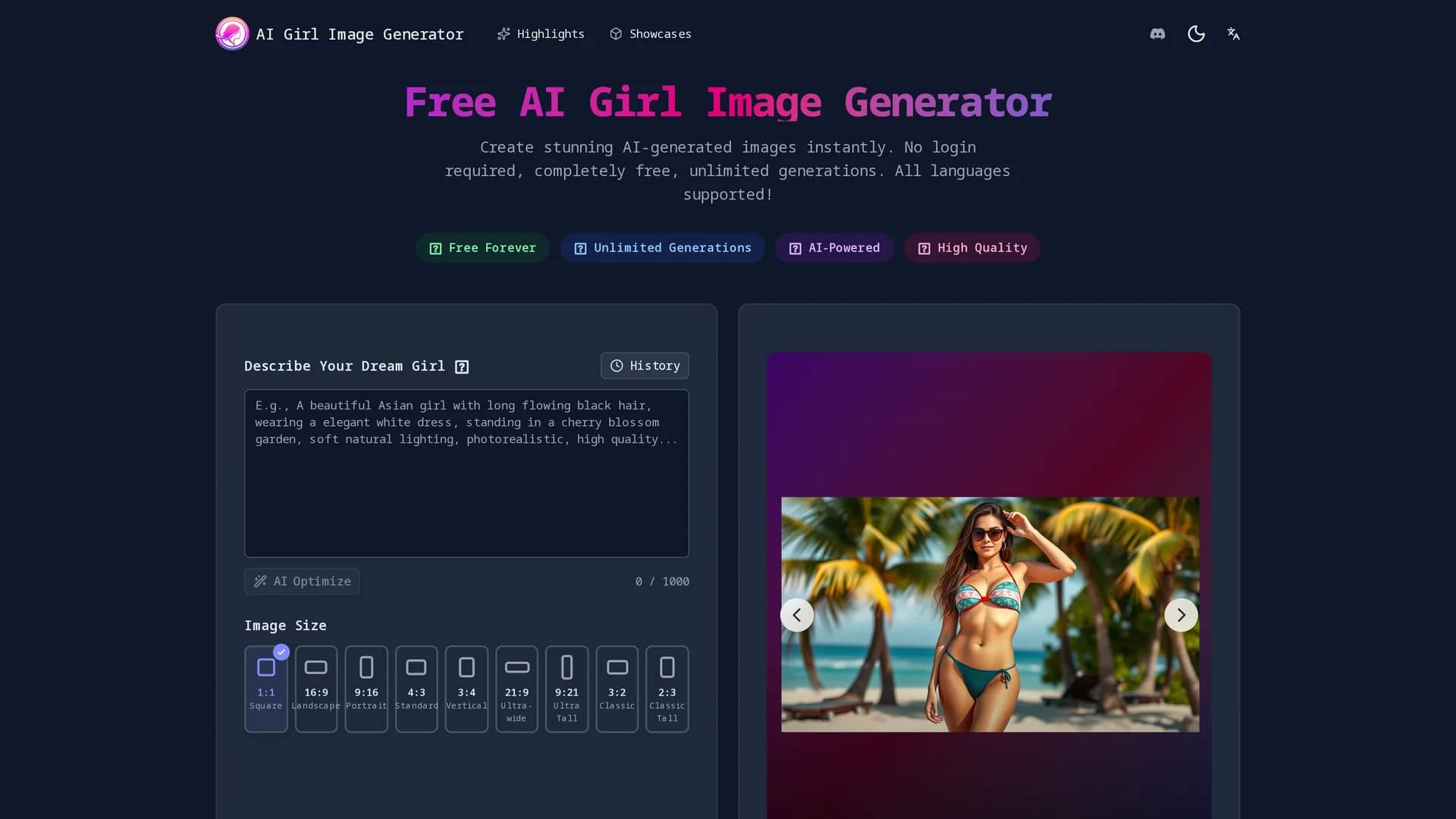 ai-gril-generator homepage