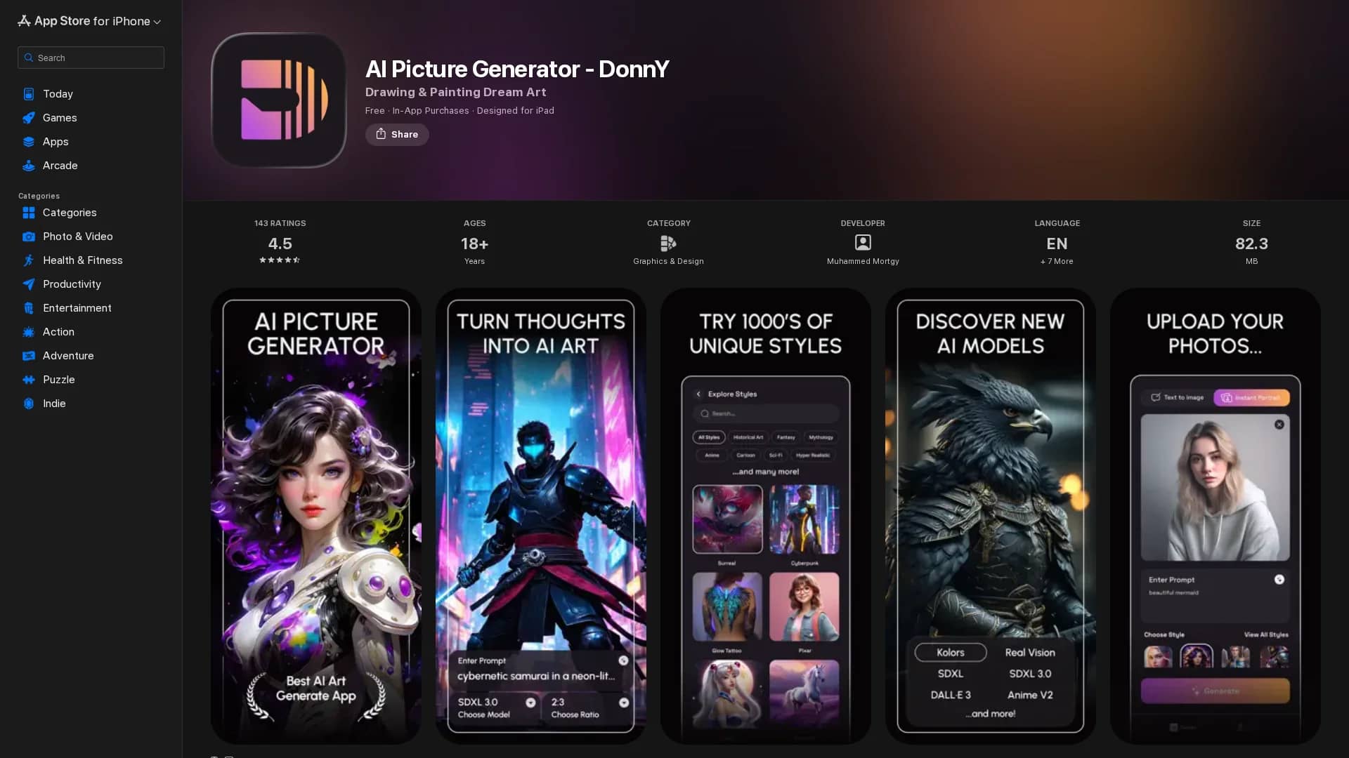 ai-picture-generator-donny homepage