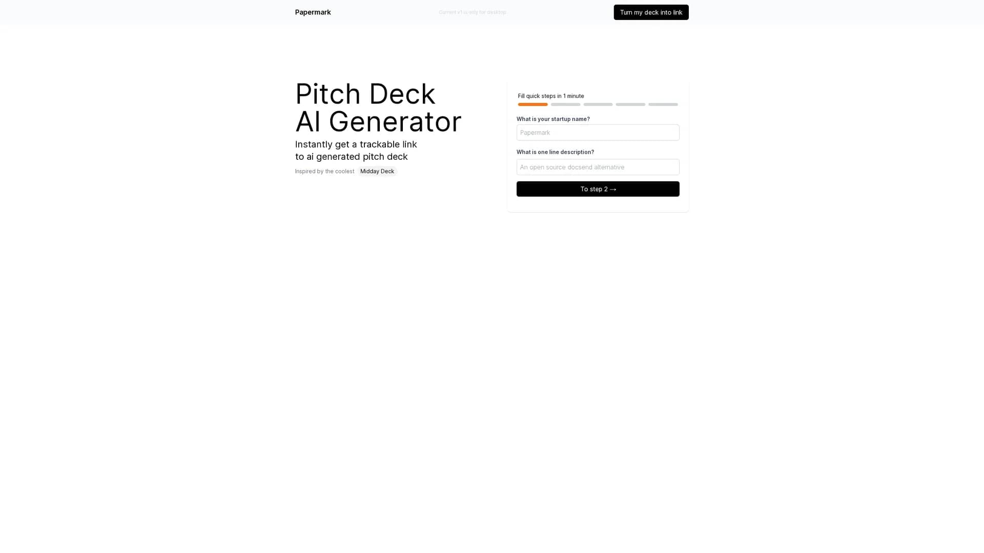 ai-pitch-deck-generator homepage