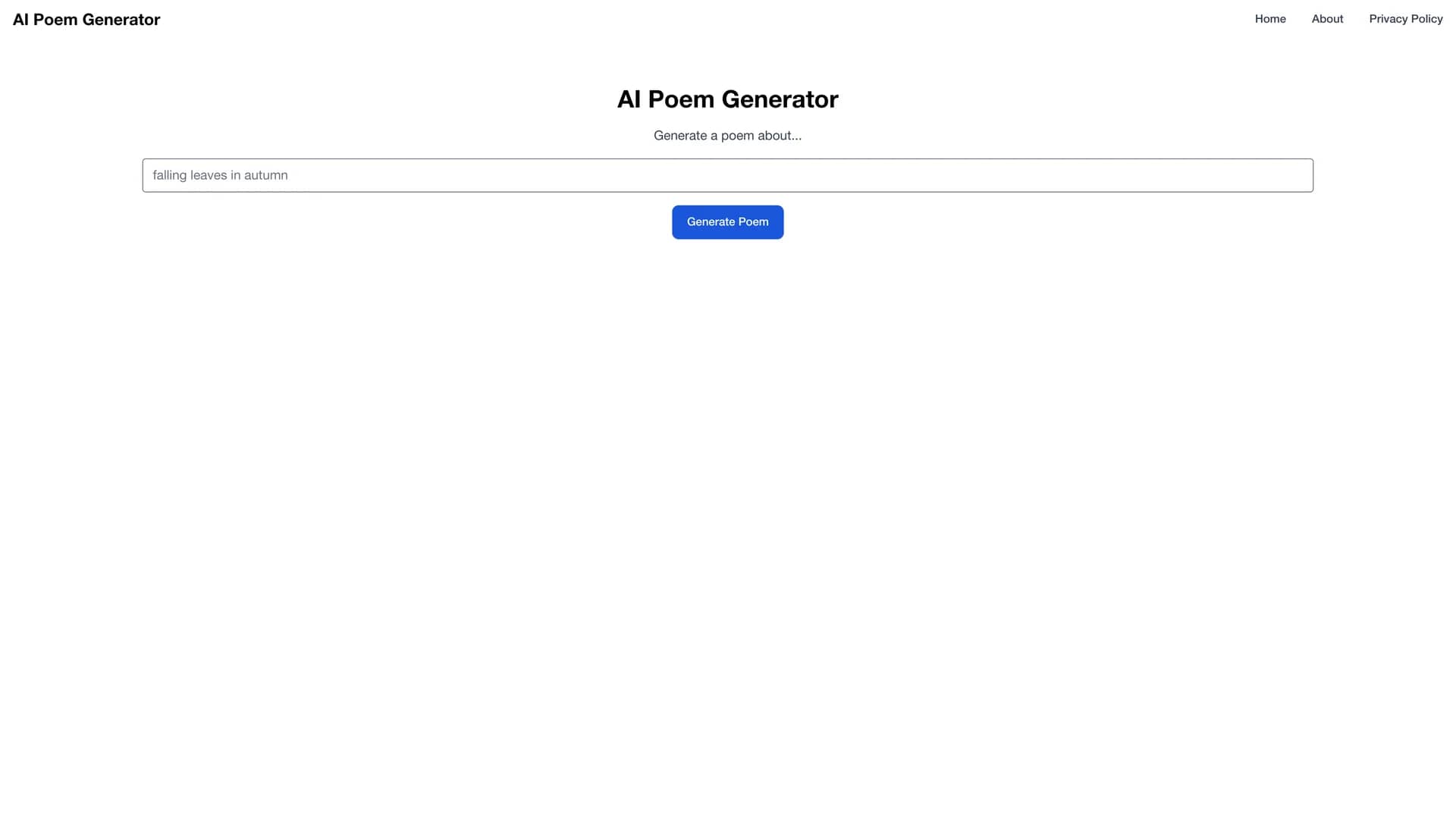 ai-poem-generator homepage