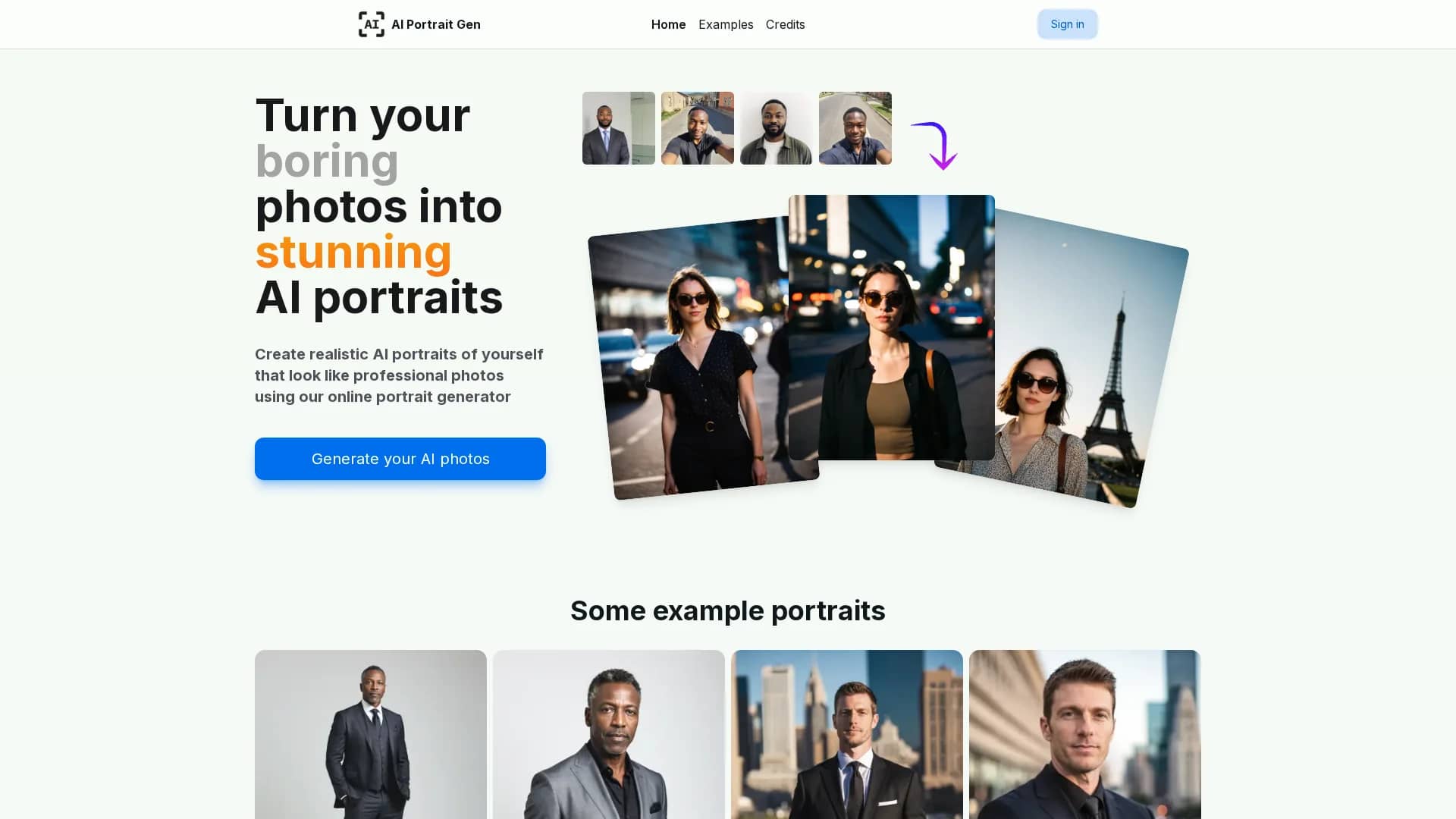 ai-portrait-gen homepage