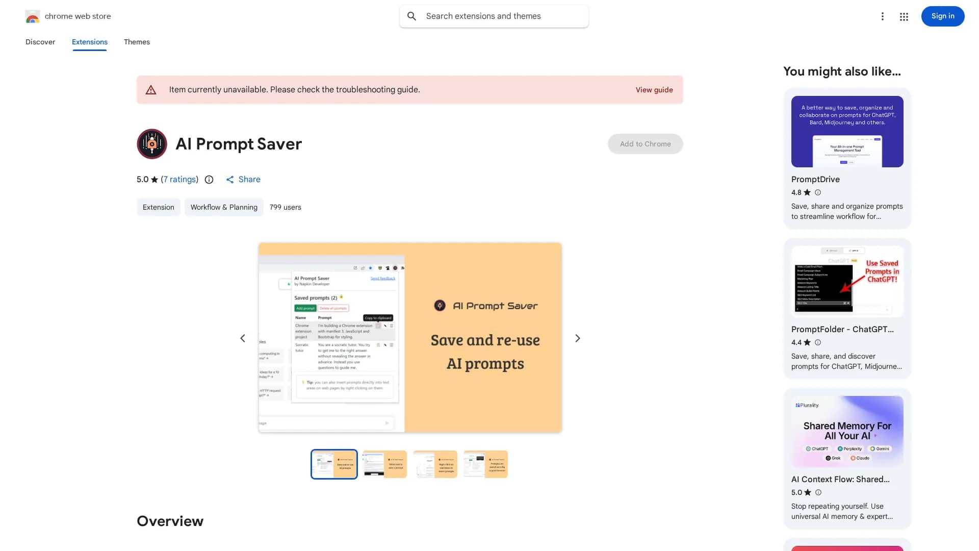 ai-prompt-saver homepage