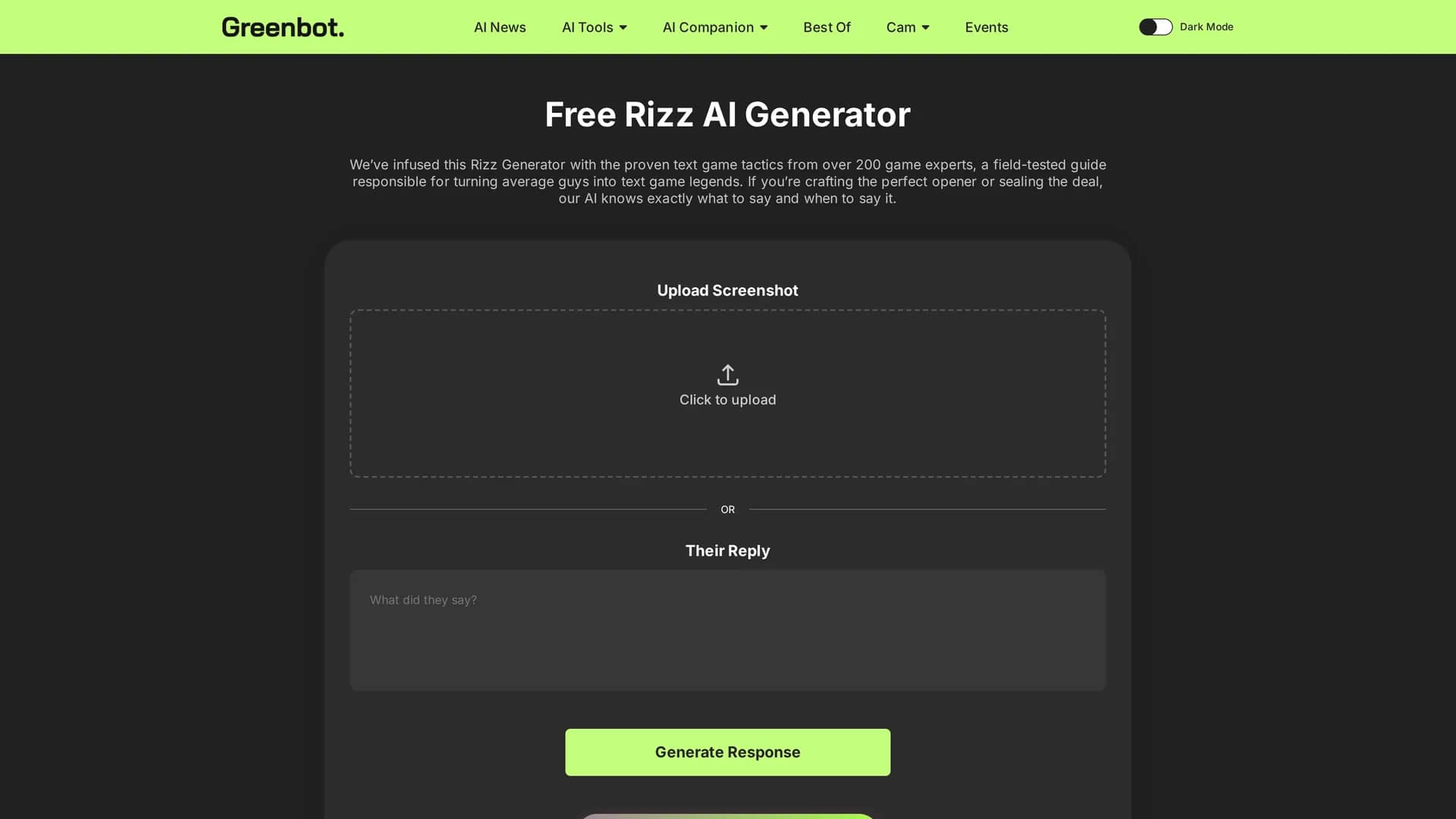 ai-rizz-generator homepage