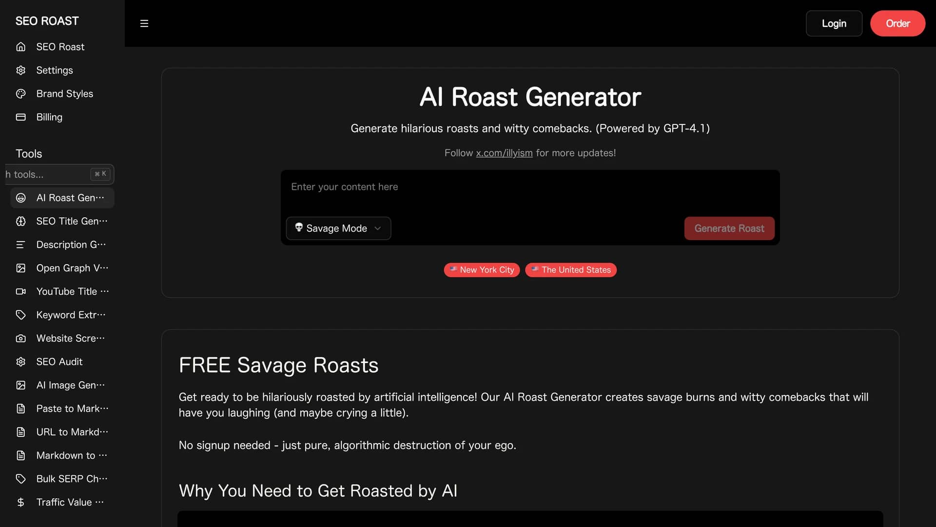 ai-roast-generator homepage