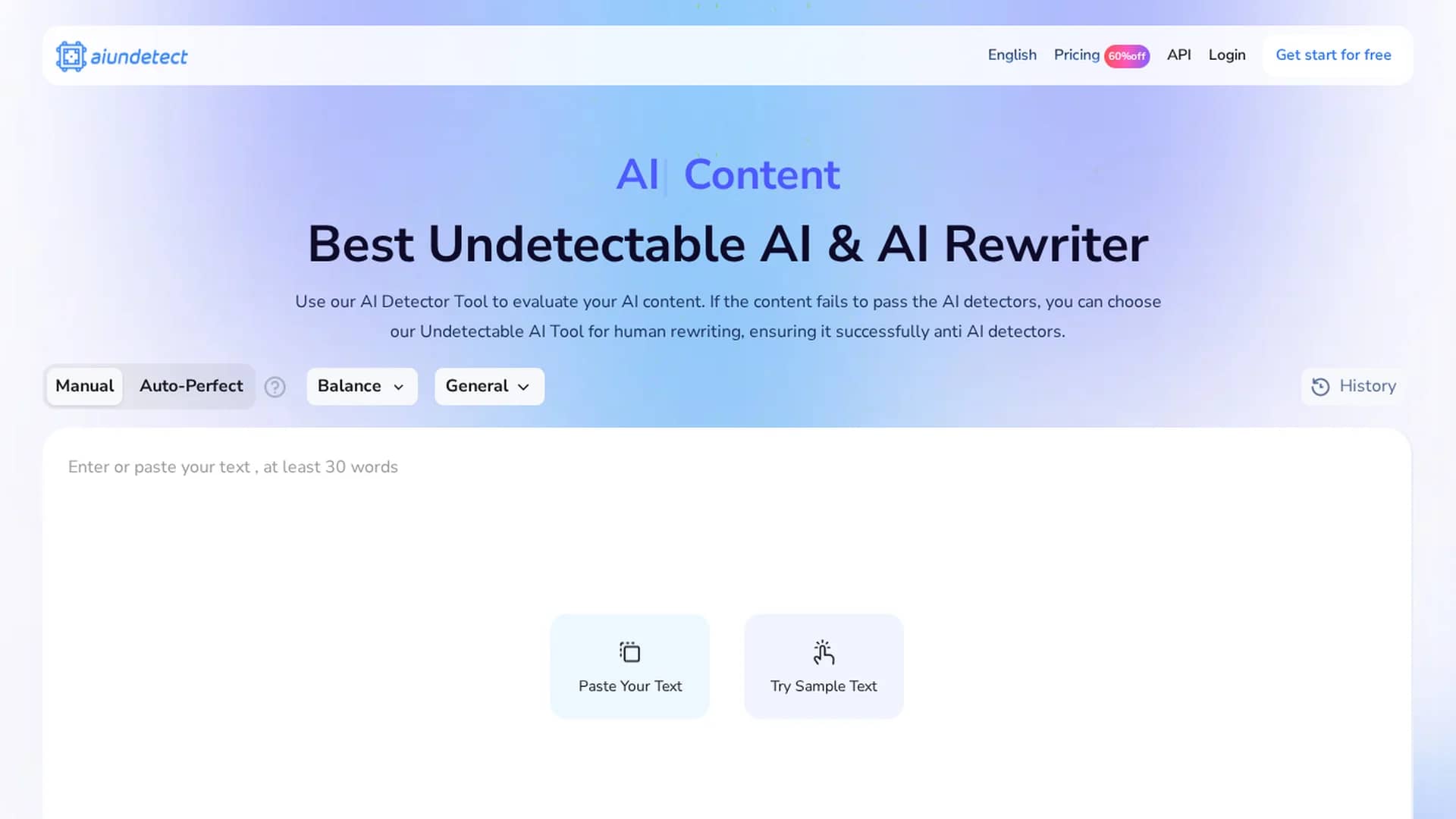 ai-undetect homepage