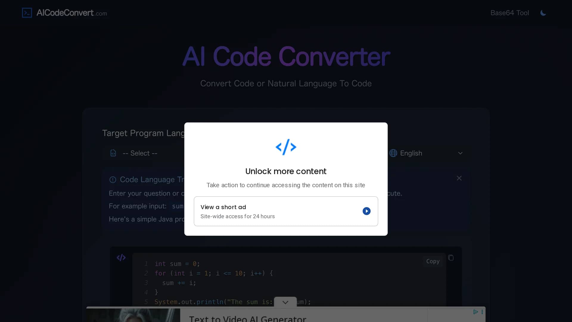 aicodeconvert homepage