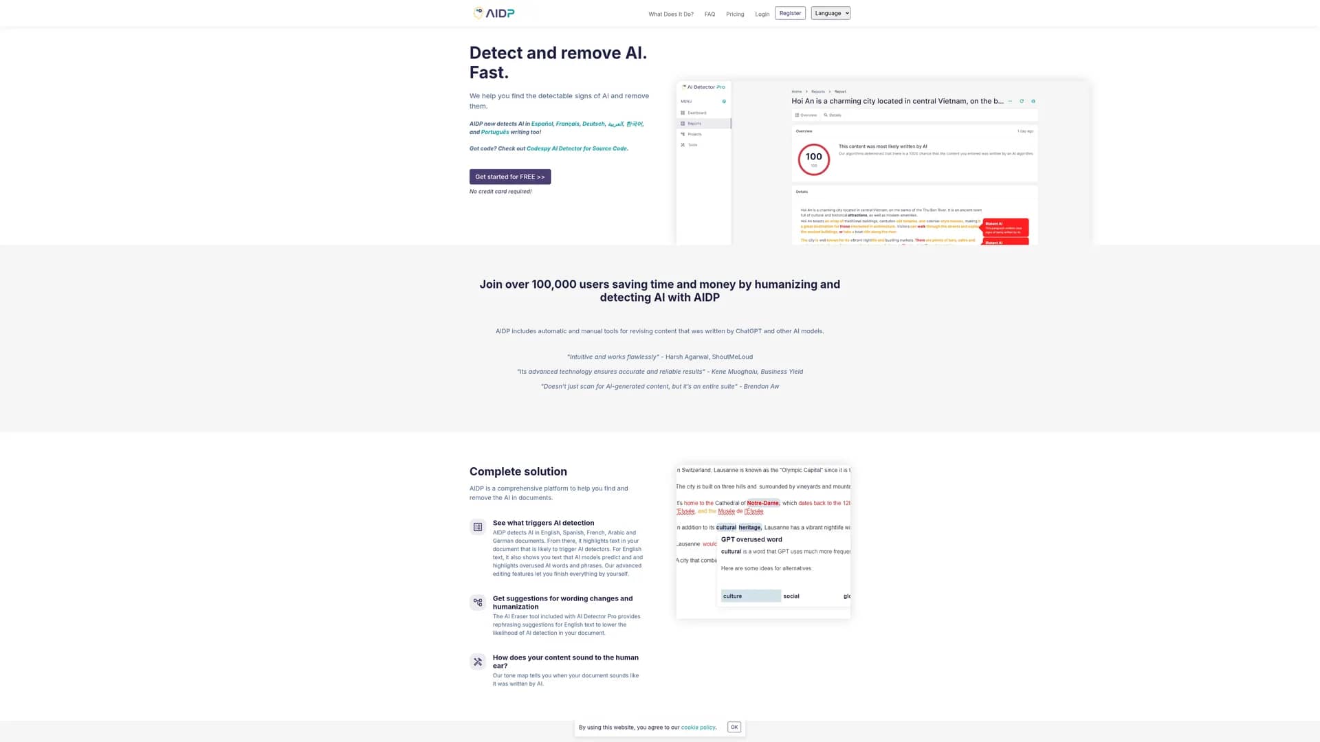 aidetector-pro homepage