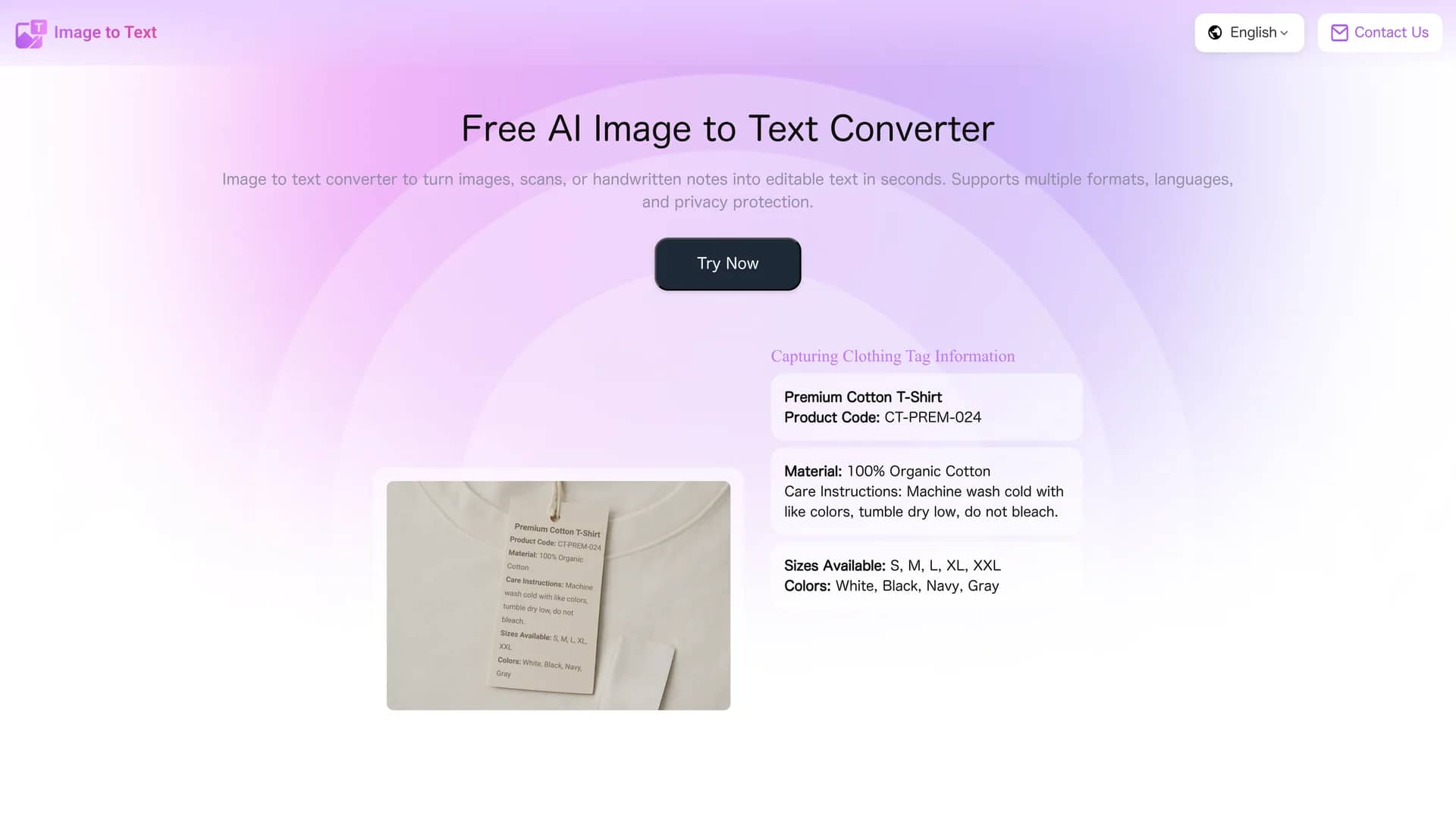 aiimagetotext homepage