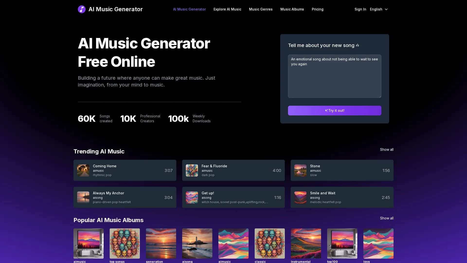 aimusicgenerator-ai homepage