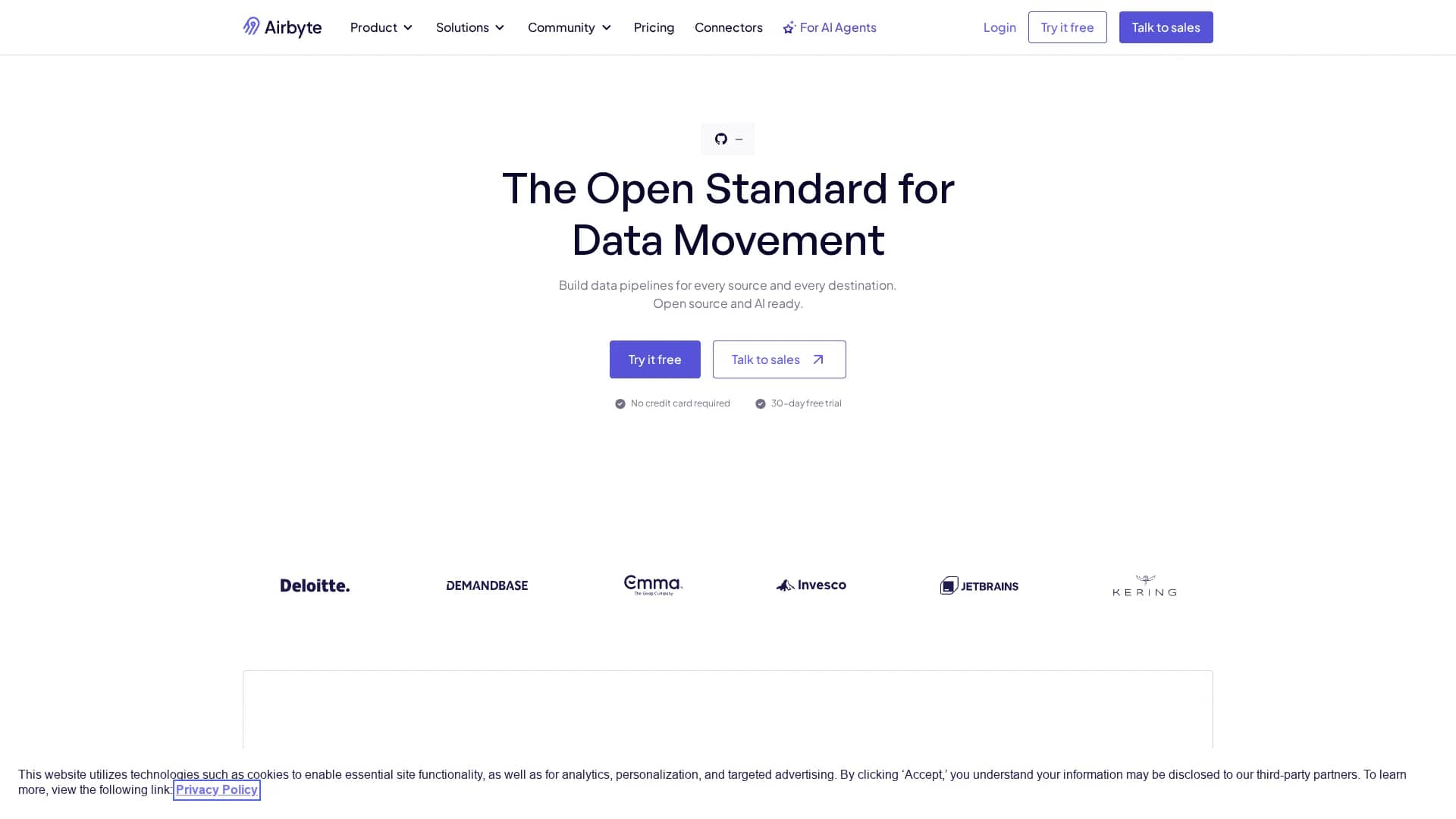 airbyte homepage
