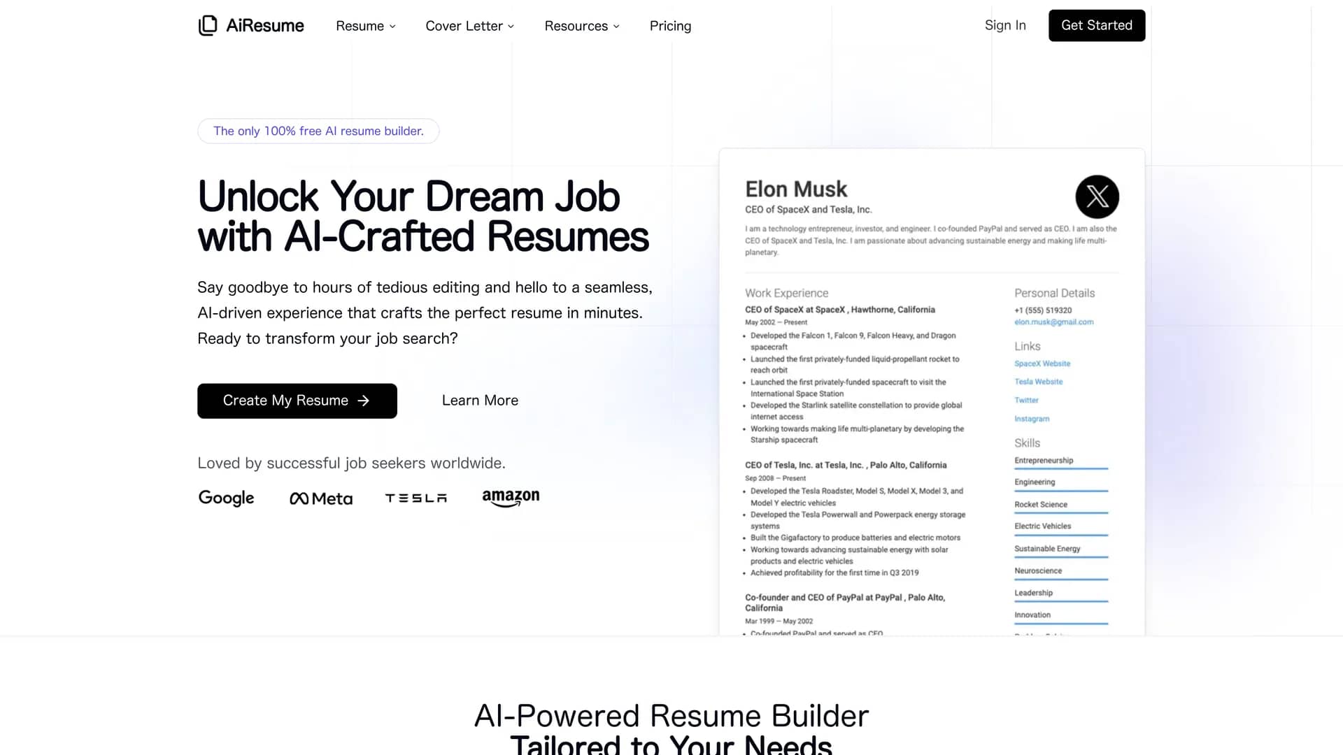 airesume homepage