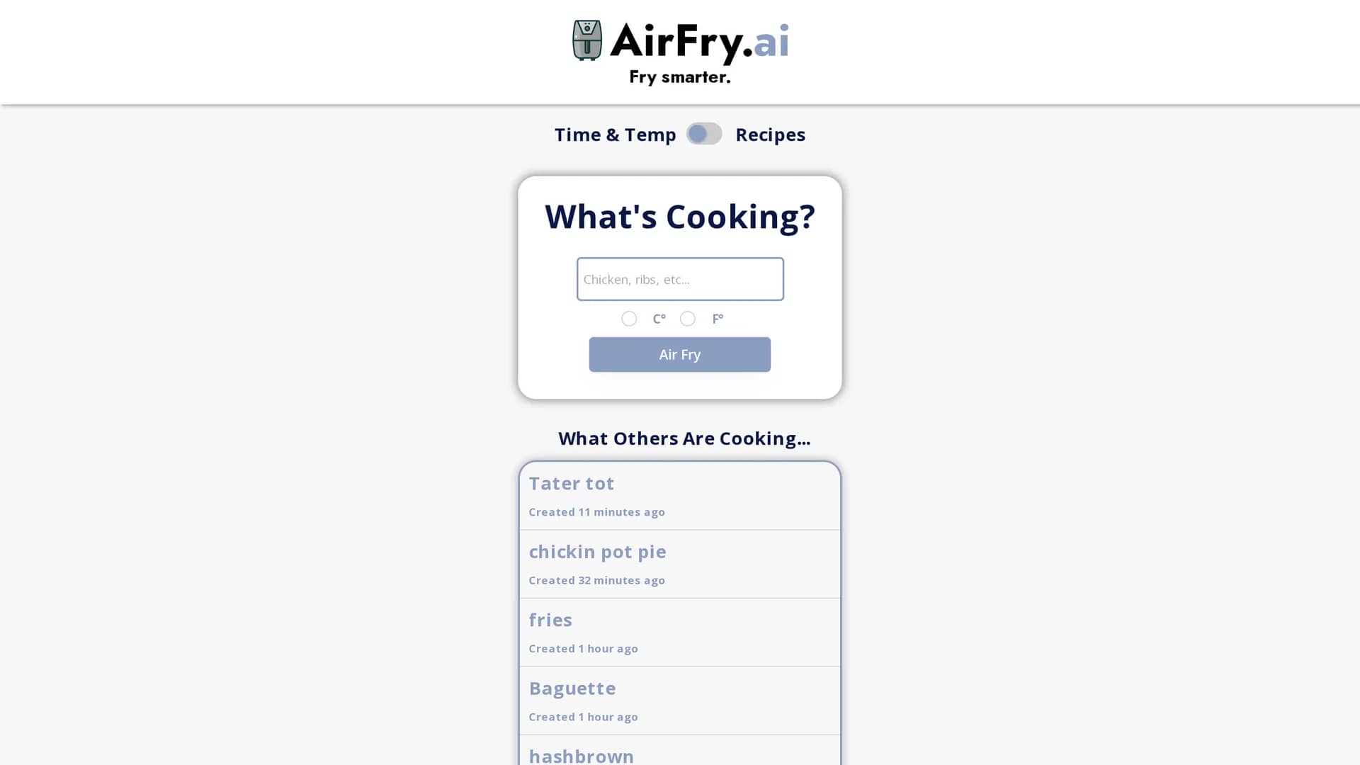 airfry-ai homepage