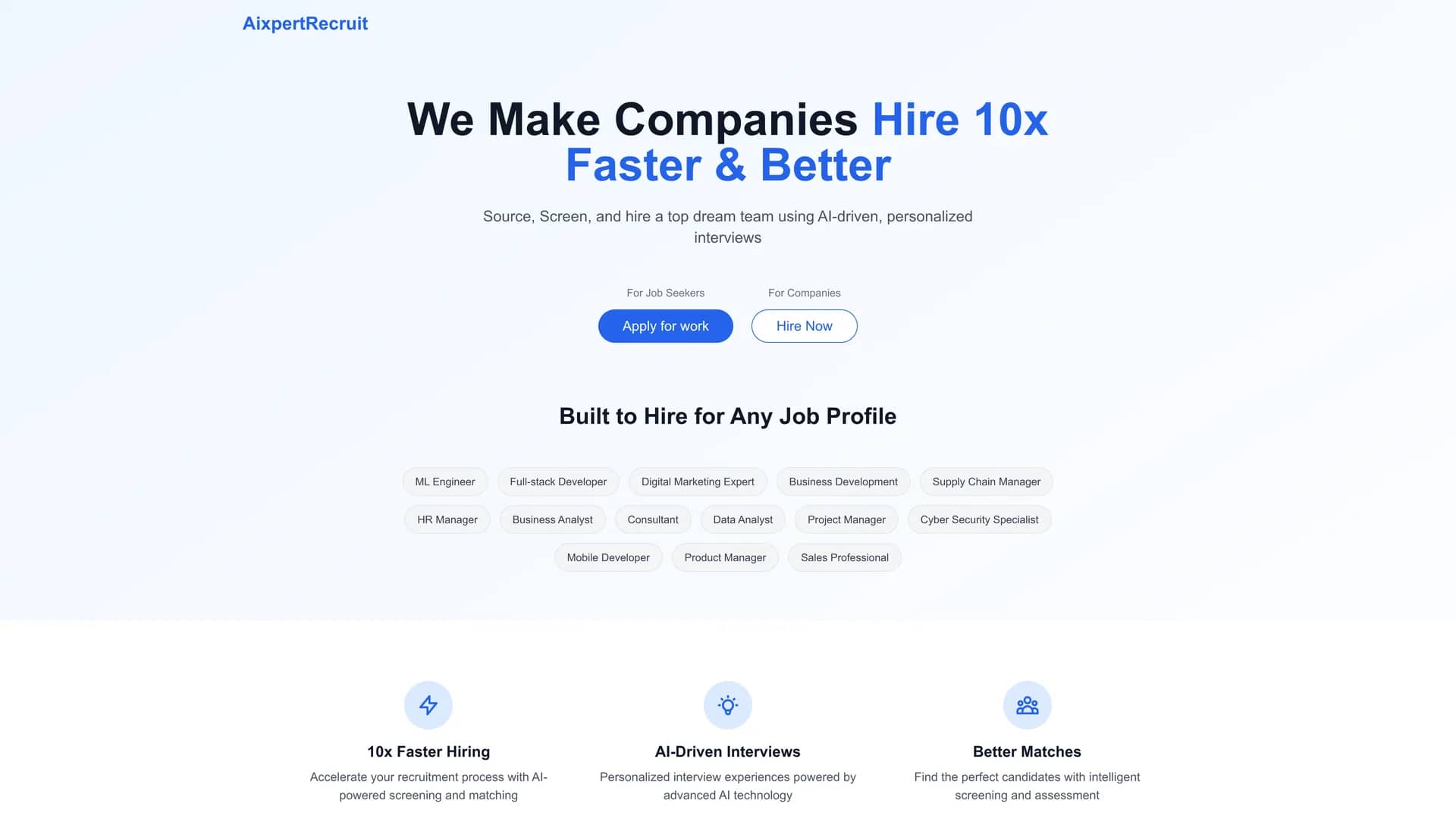 aixpertrecruit homepage