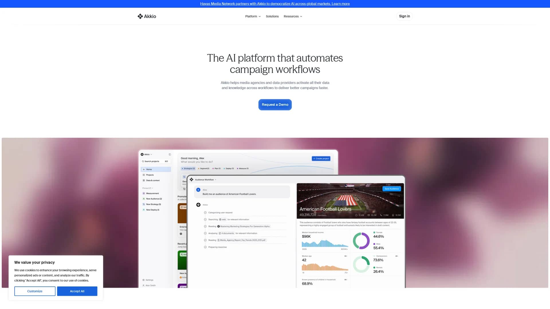 akkio homepage