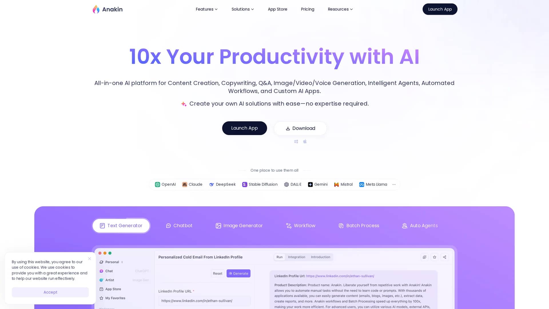 anakin-ai homepage