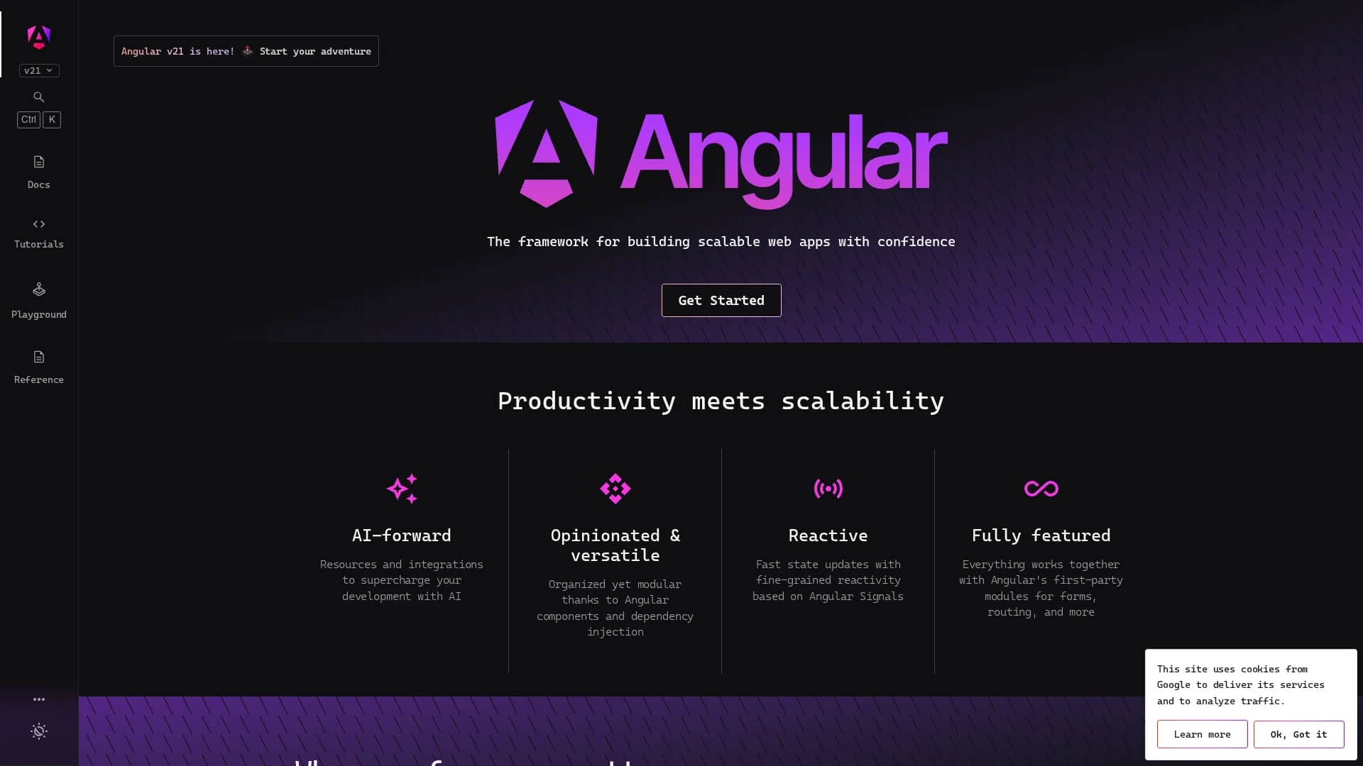 angular-dev homepage