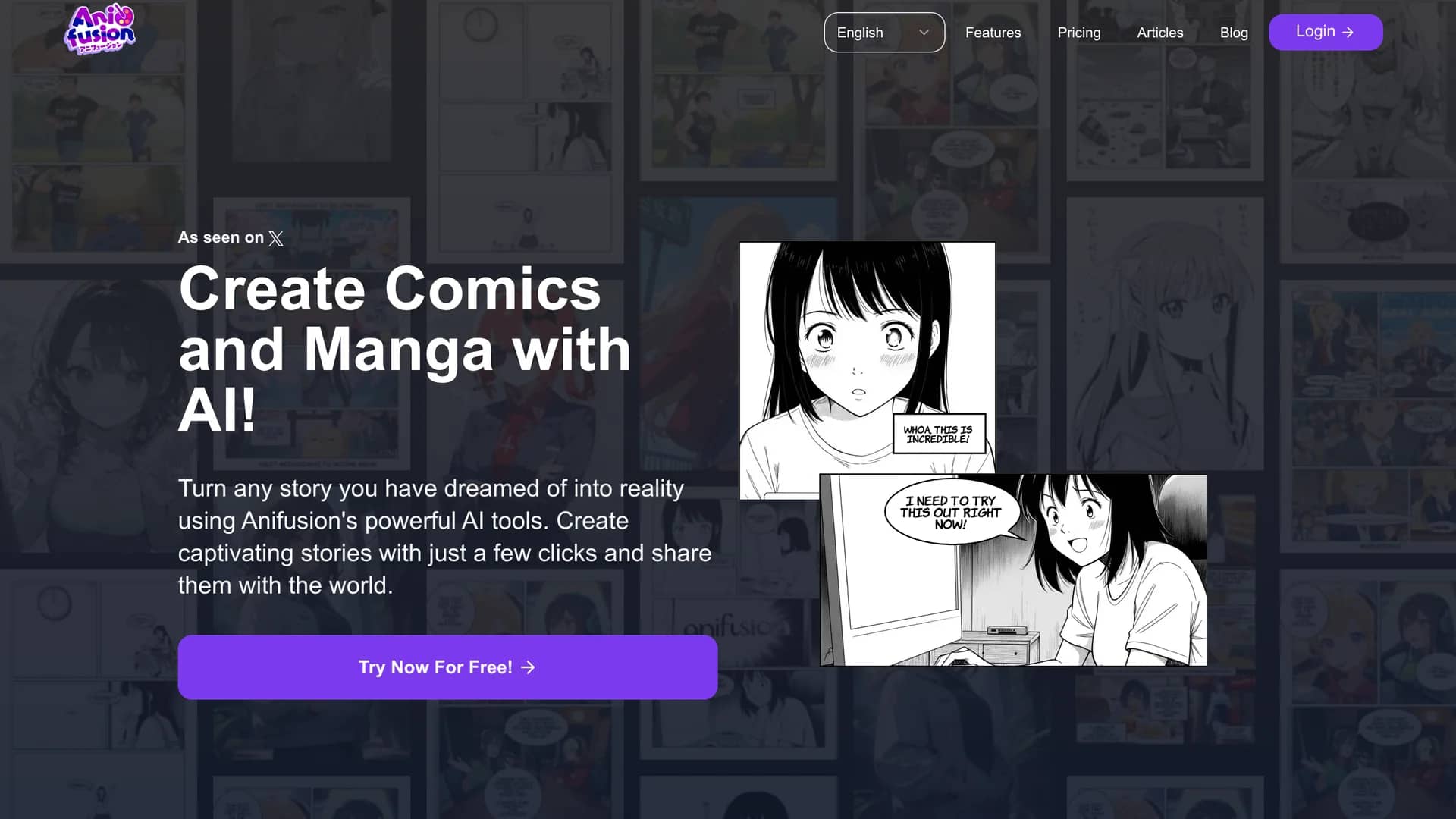anifusion-ai homepage