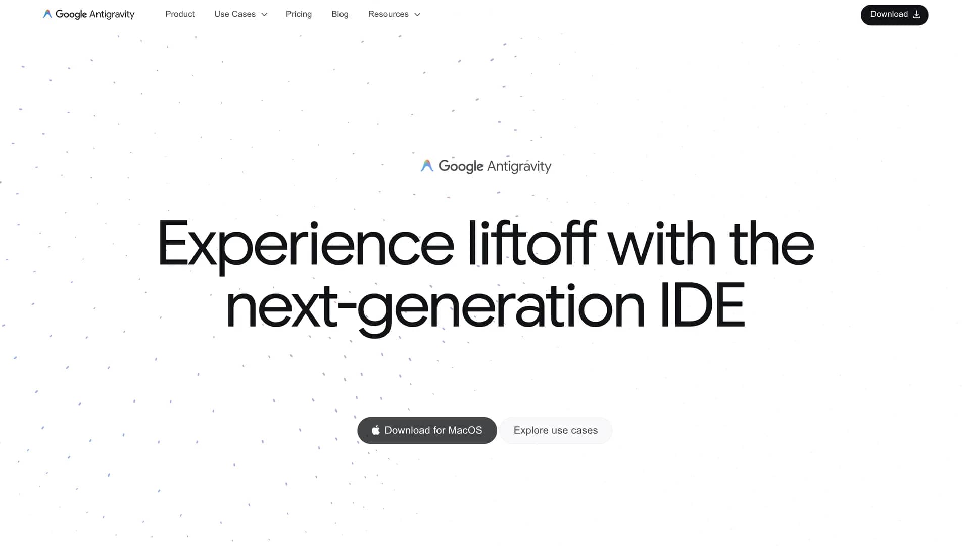 antigravity-google homepage