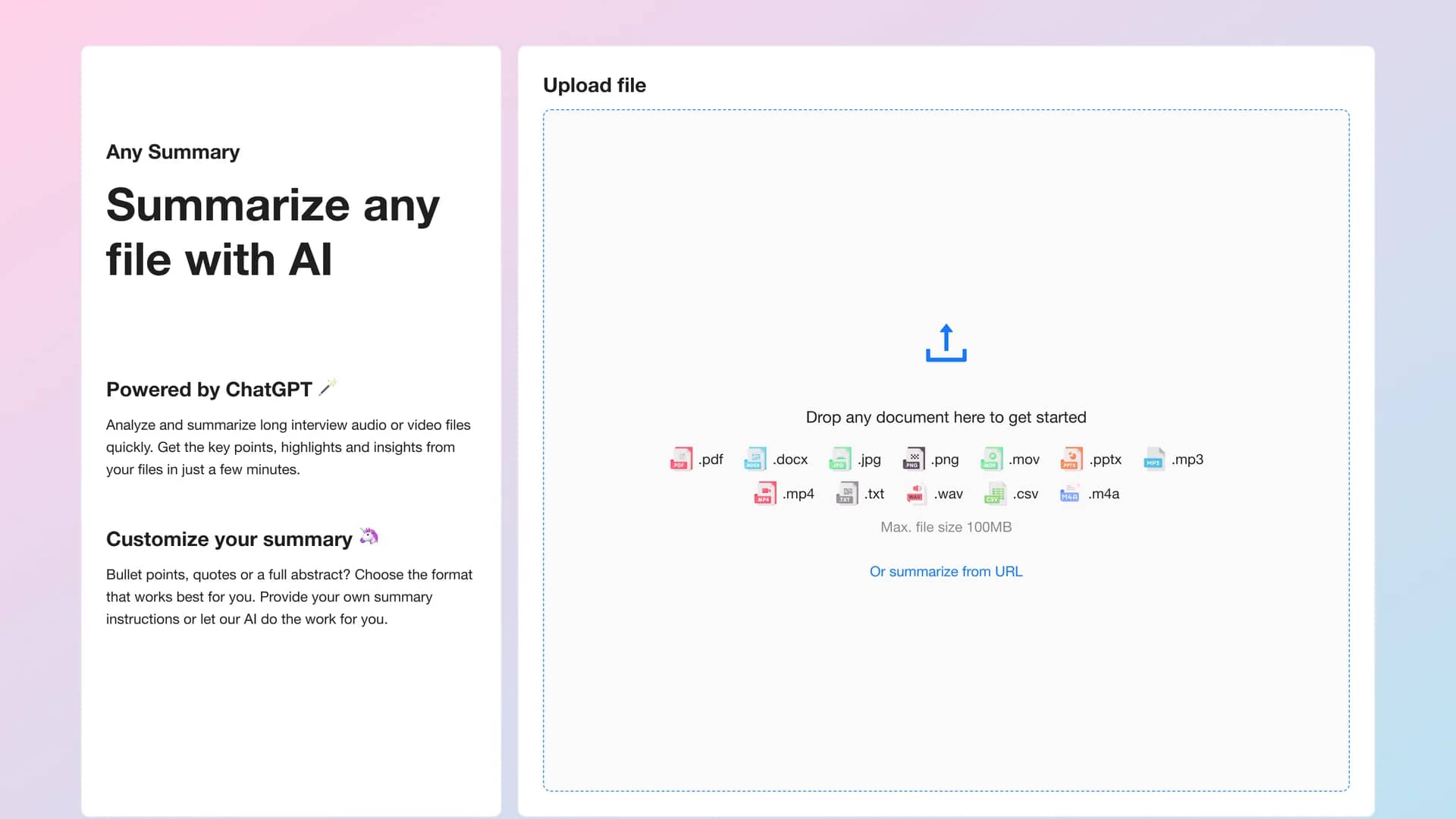 any-summary homepage