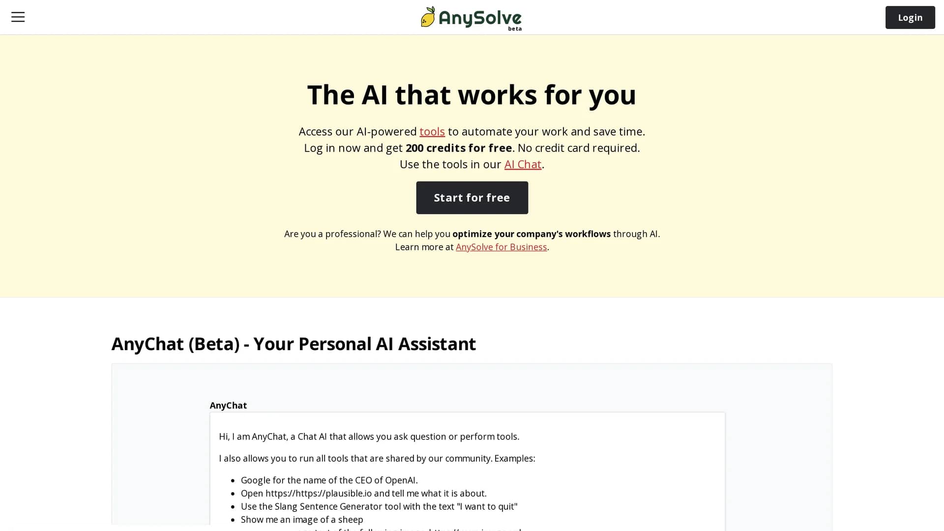 anysolve-ai homepage