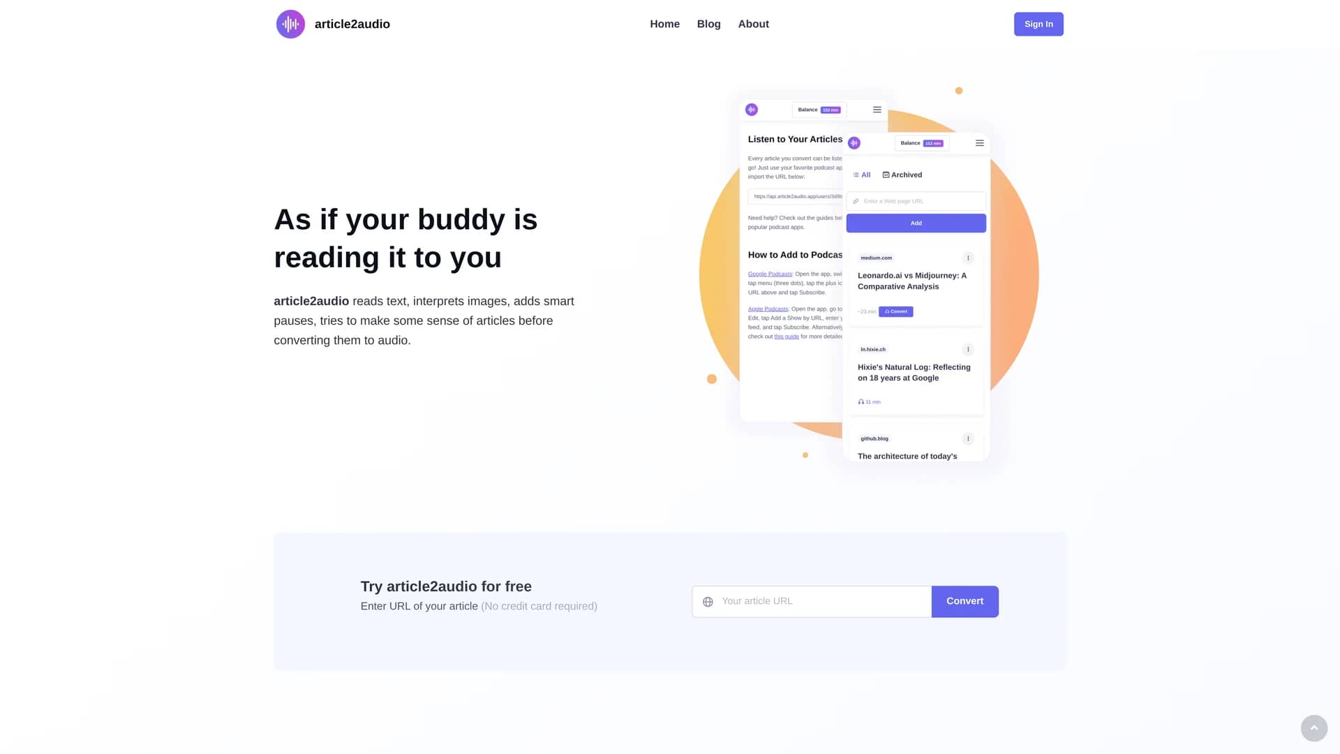 article2audio homepage