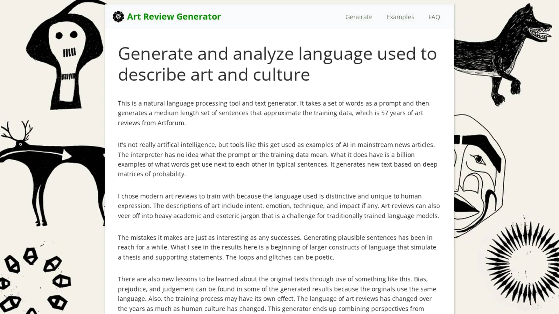 artreviewgenerator homepage