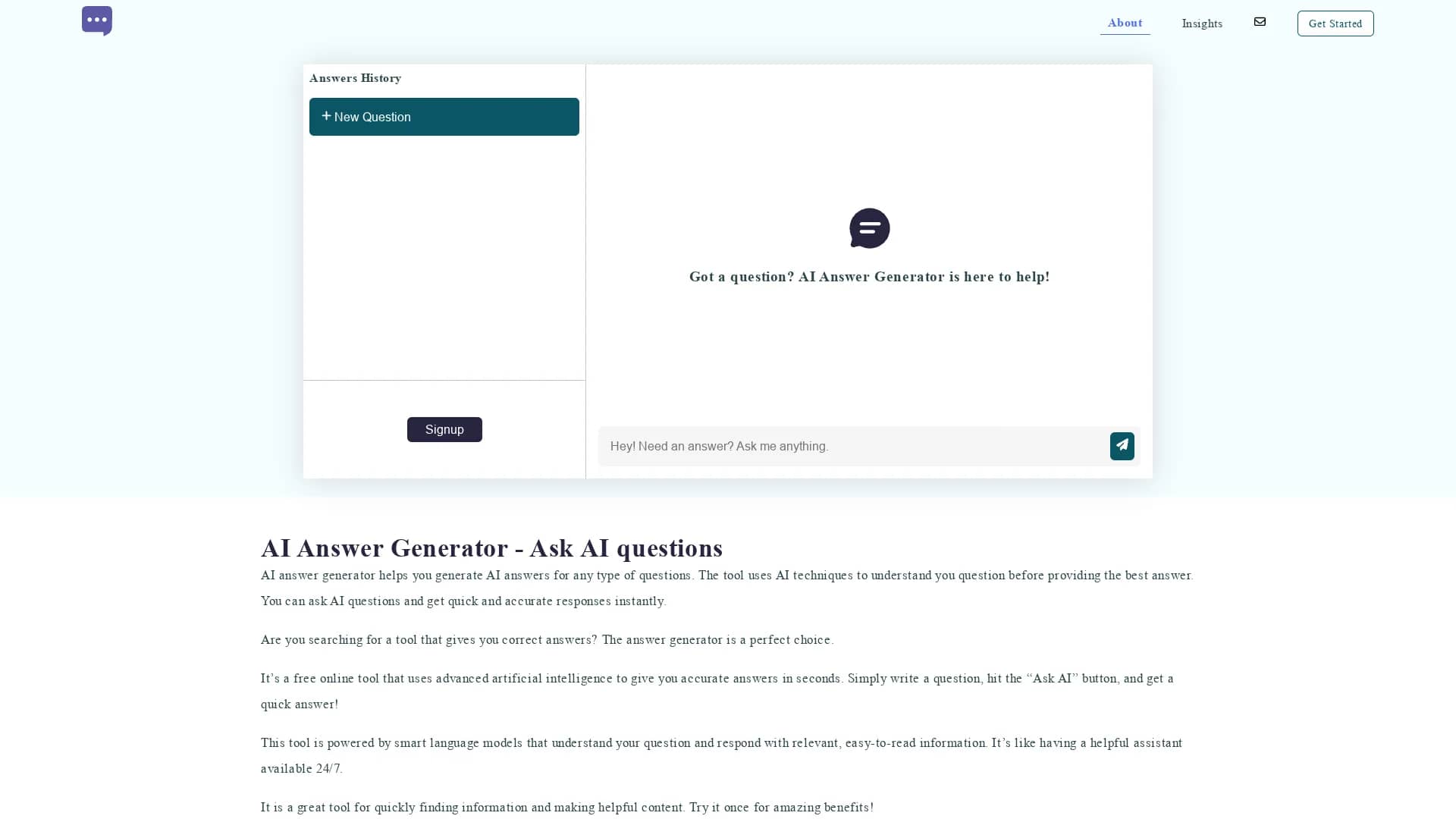 ask-ai-questions homepage