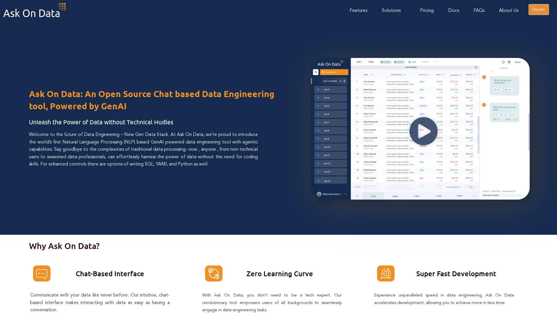 ask-on-data homepage